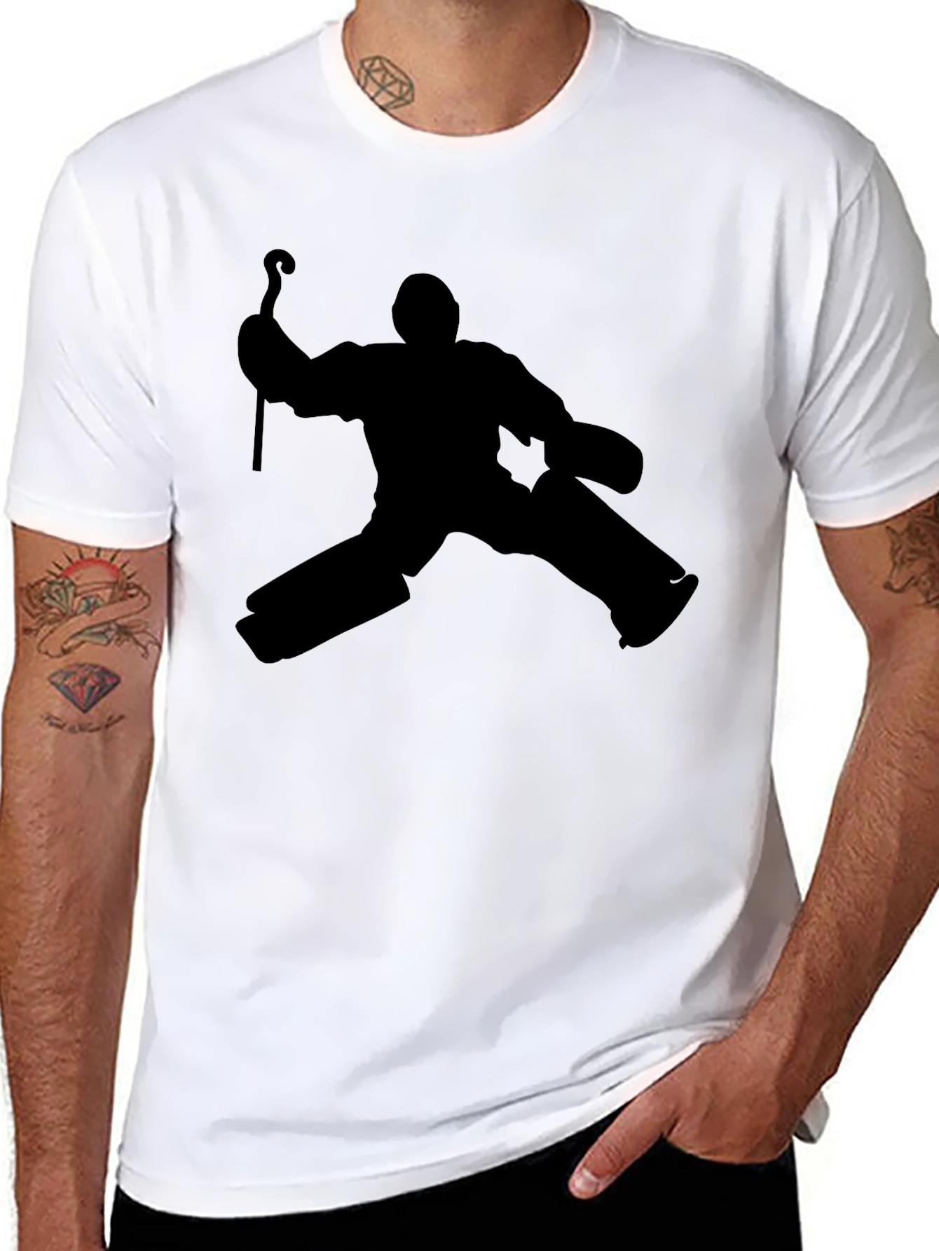 Hockey Goalie Silhouette Black T-Shirt