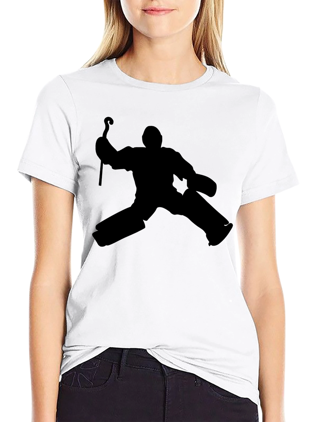 Hockey Goalie Silhouette Black T-Shirt