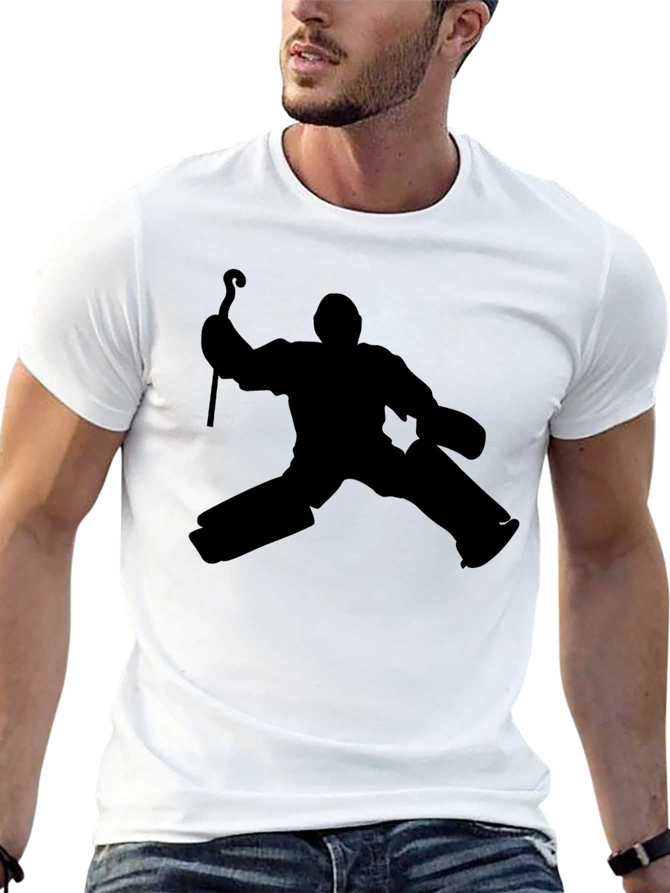 Hockey Goalie Silhouette Black T-Shirt