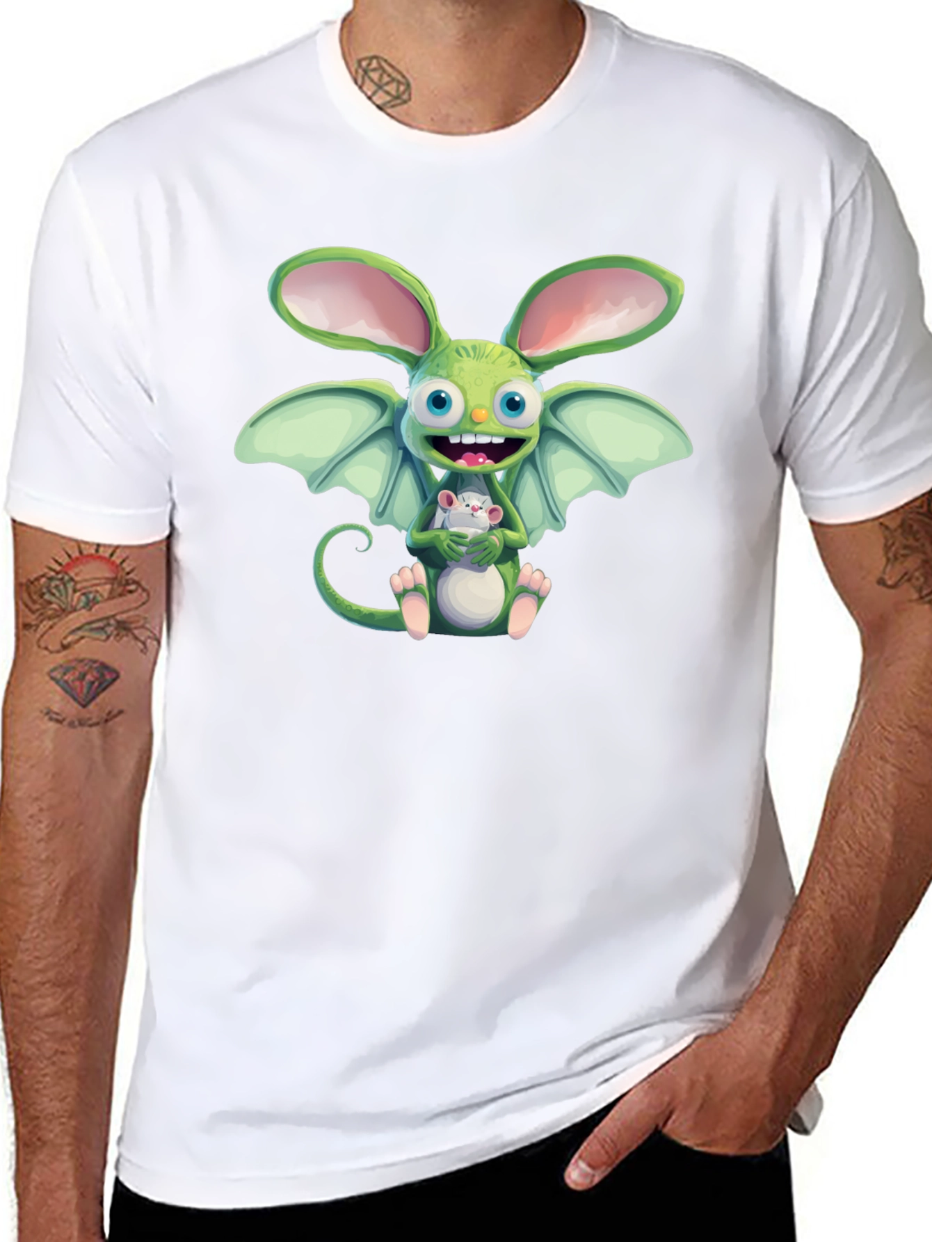 Cartoon Creature Graphic T-Shirt - Unique Design