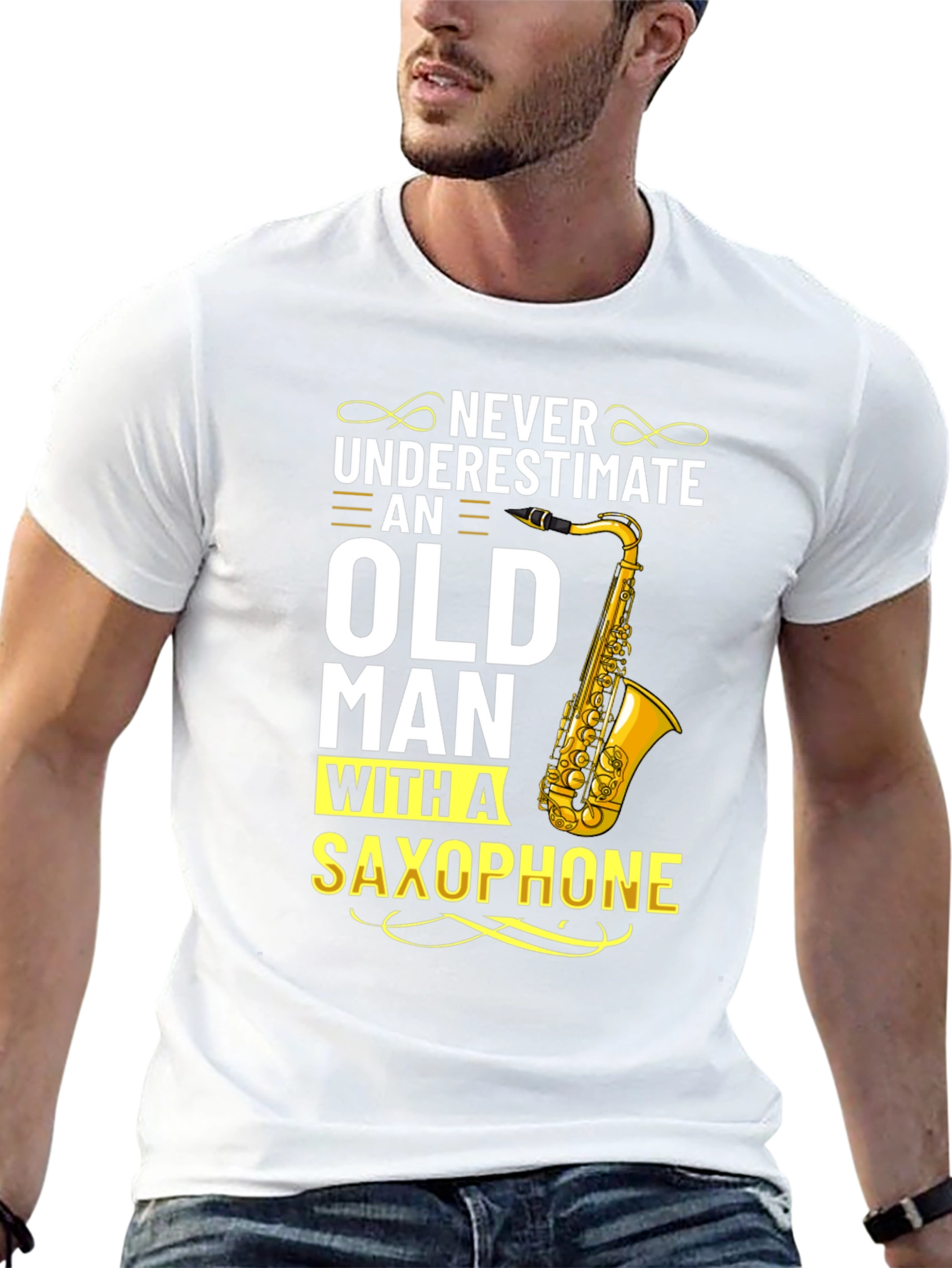 Never Underestimate Old Man With Saxophone T-Shirt