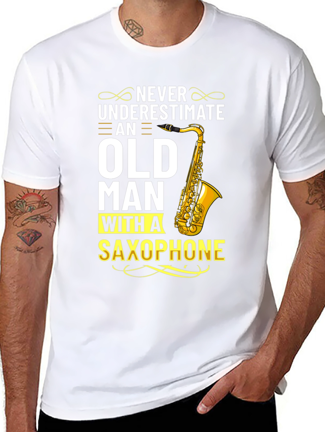 Never Underestimate Old Man With Saxophone T-Shirt