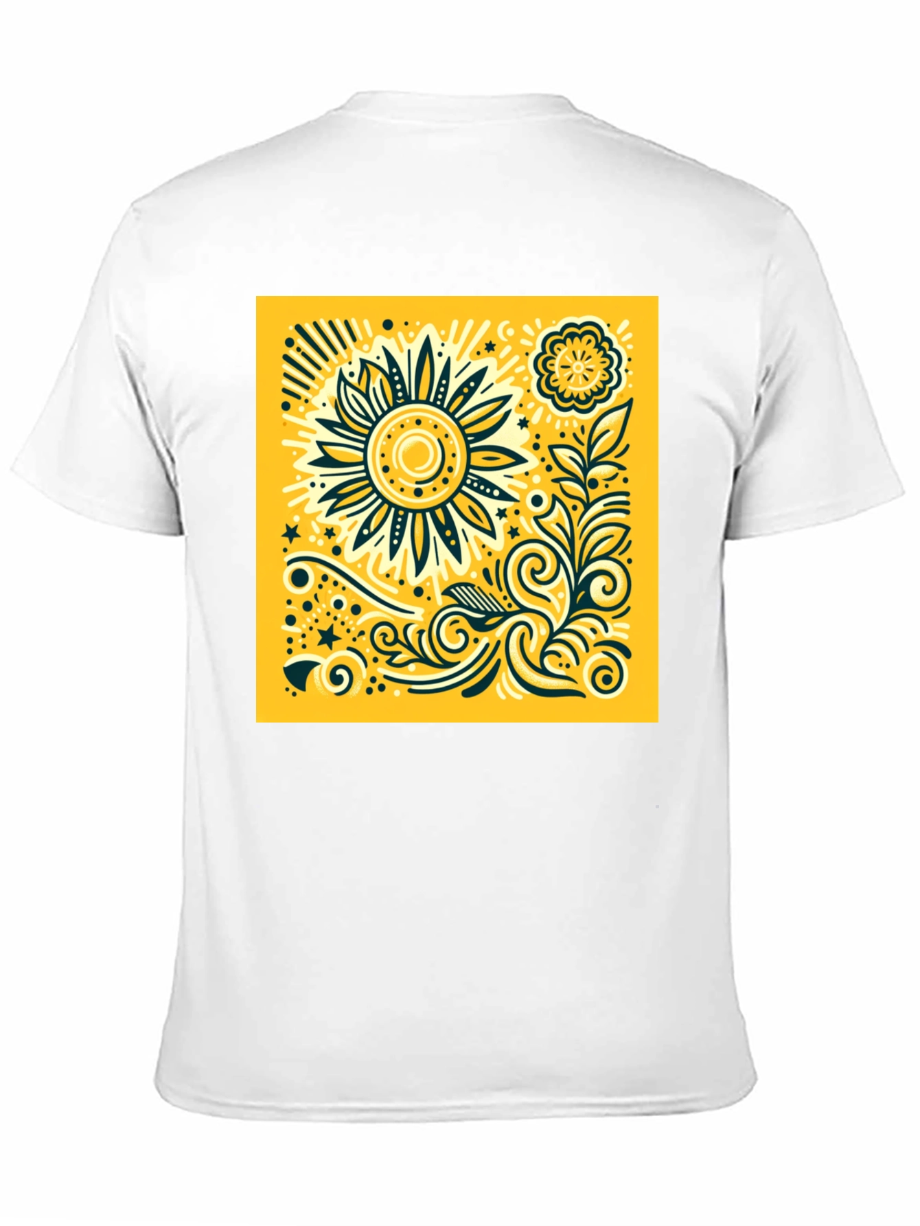 Sunflower Graphic Print Black T-Shirt