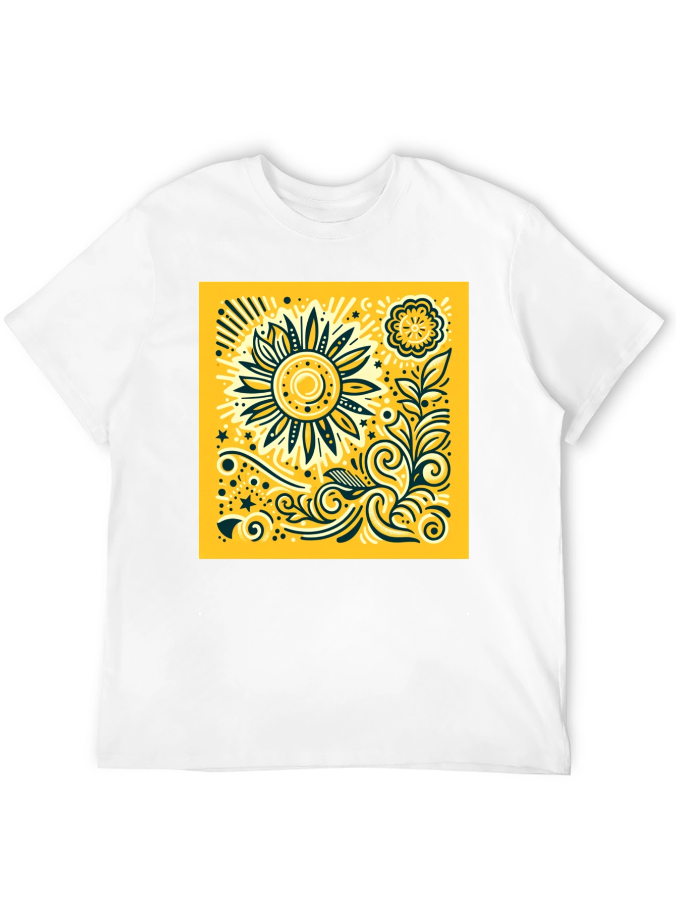 Sunflower Graphic Print Black T-Shirt