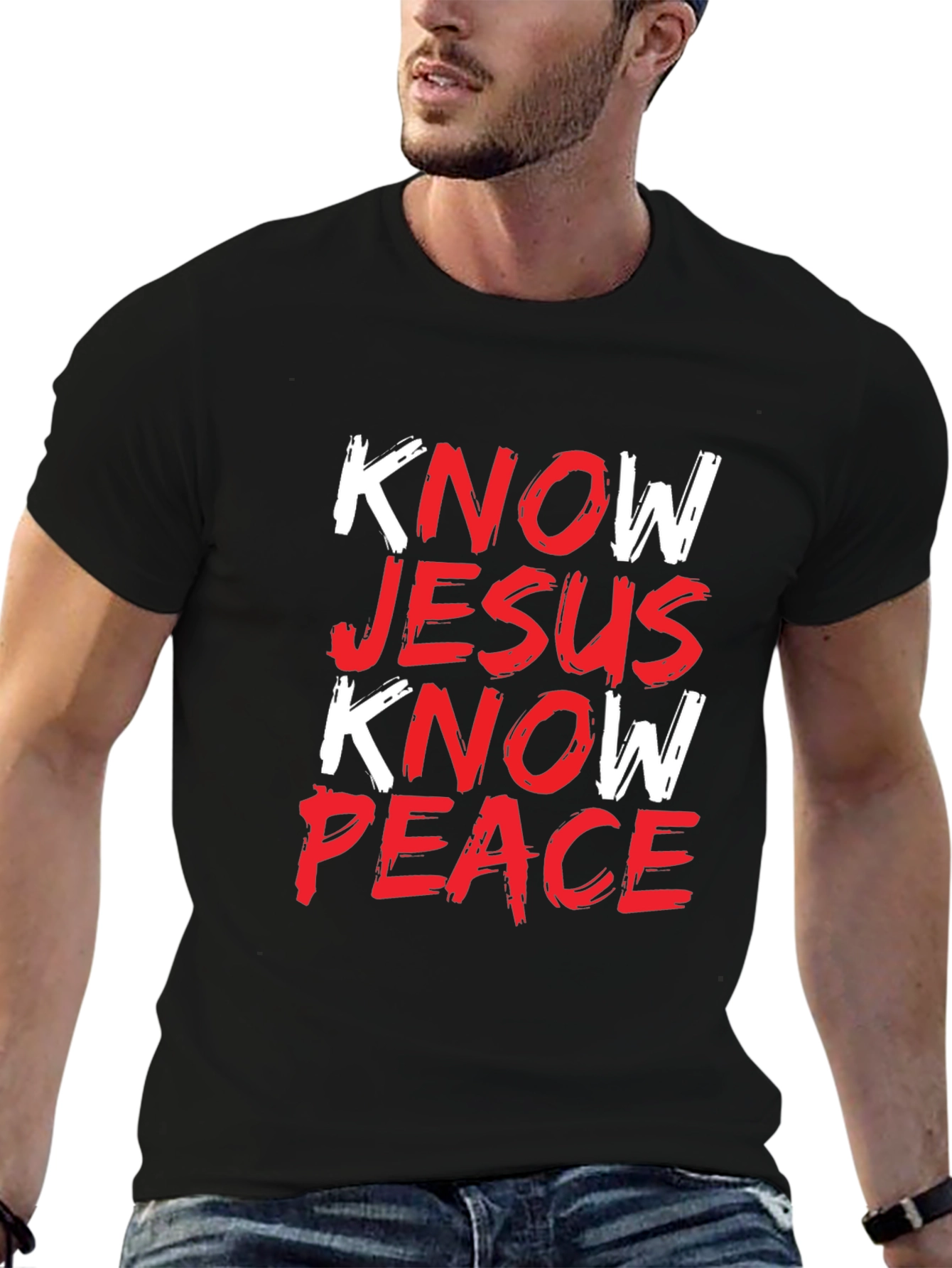 Know Jesus Know Peace Black Graphic Tee