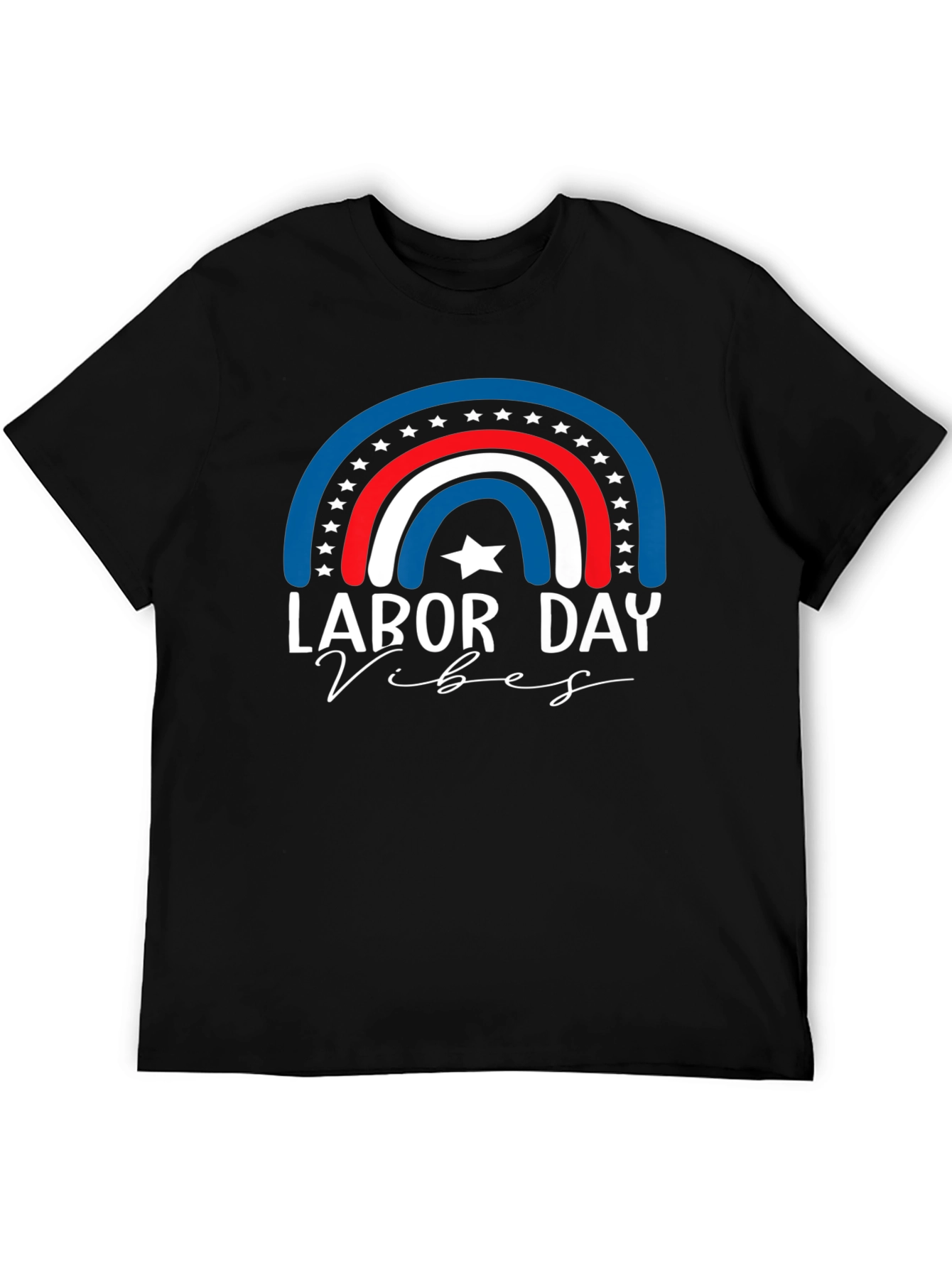 Labor Day Vibes T-Shirt - Patriotic Rainbow Design