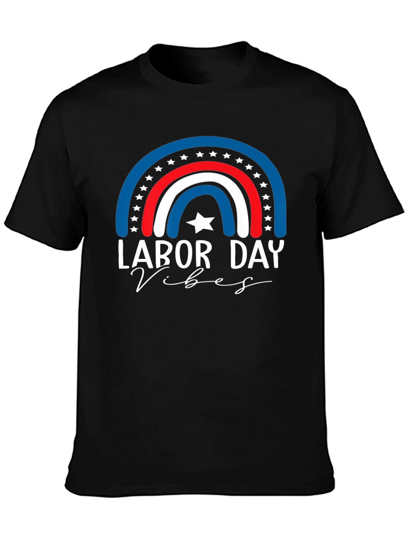 Labor Day Vibes T-Shirt - Patriotic Rainbow Design