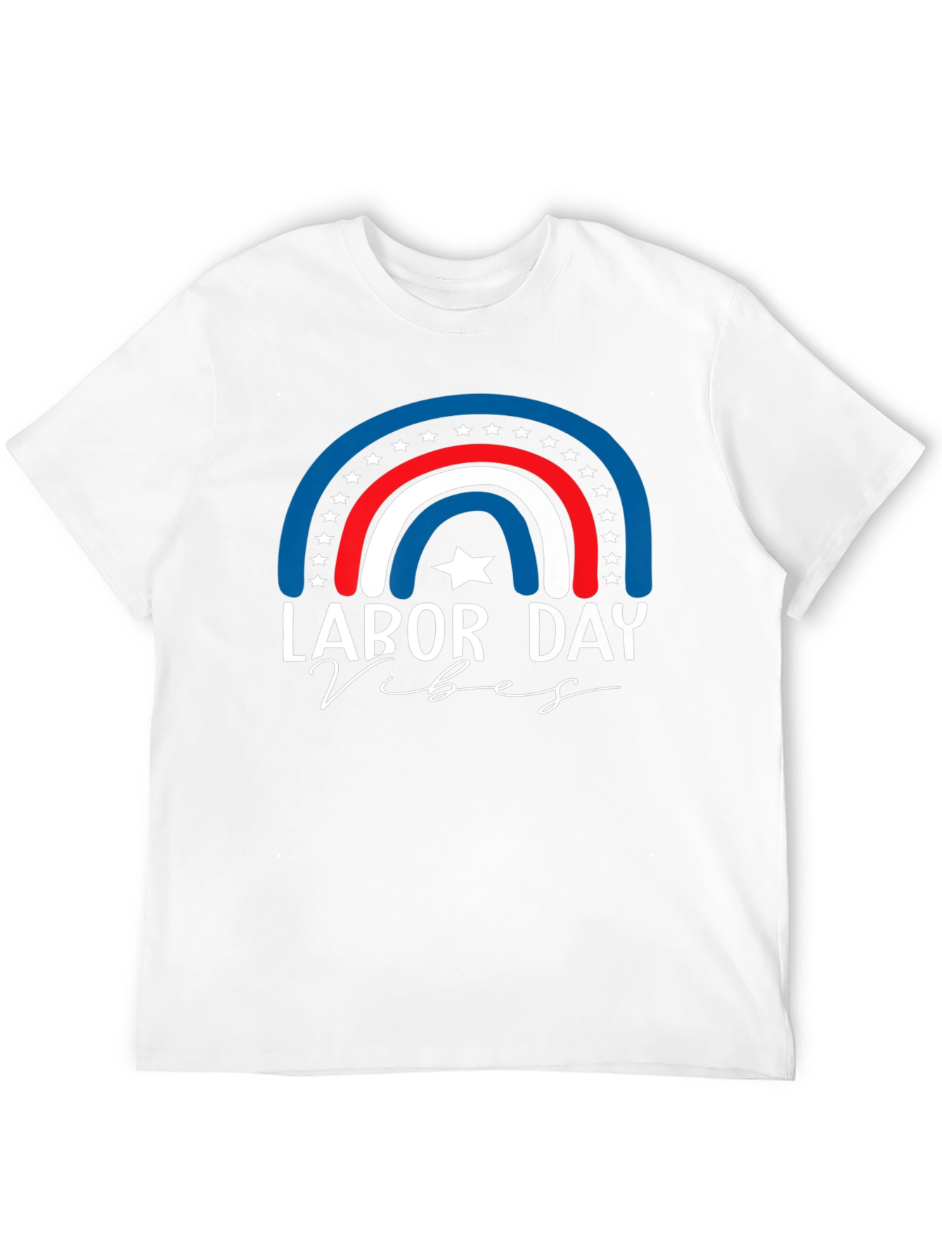 Labor Day Vibes T-Shirt - Patriotic Rainbow Design