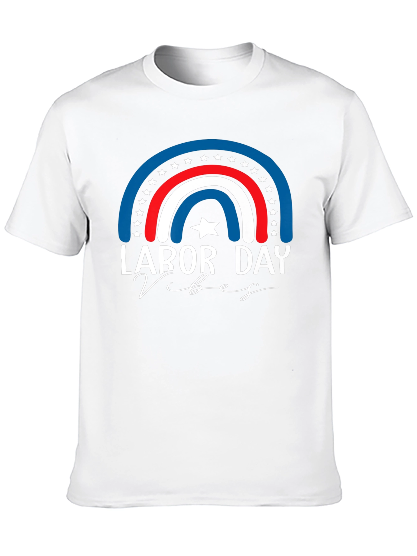 Labor Day Vibes T-Shirt - Patriotic Rainbow Design