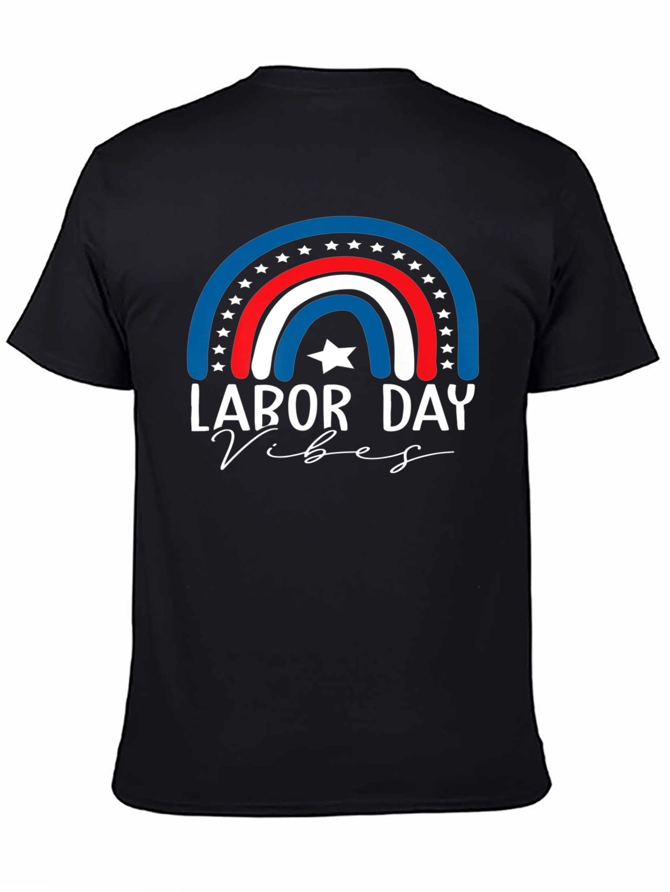 Labor Day Vibes T-Shirt - Patriotic Rainbow Design