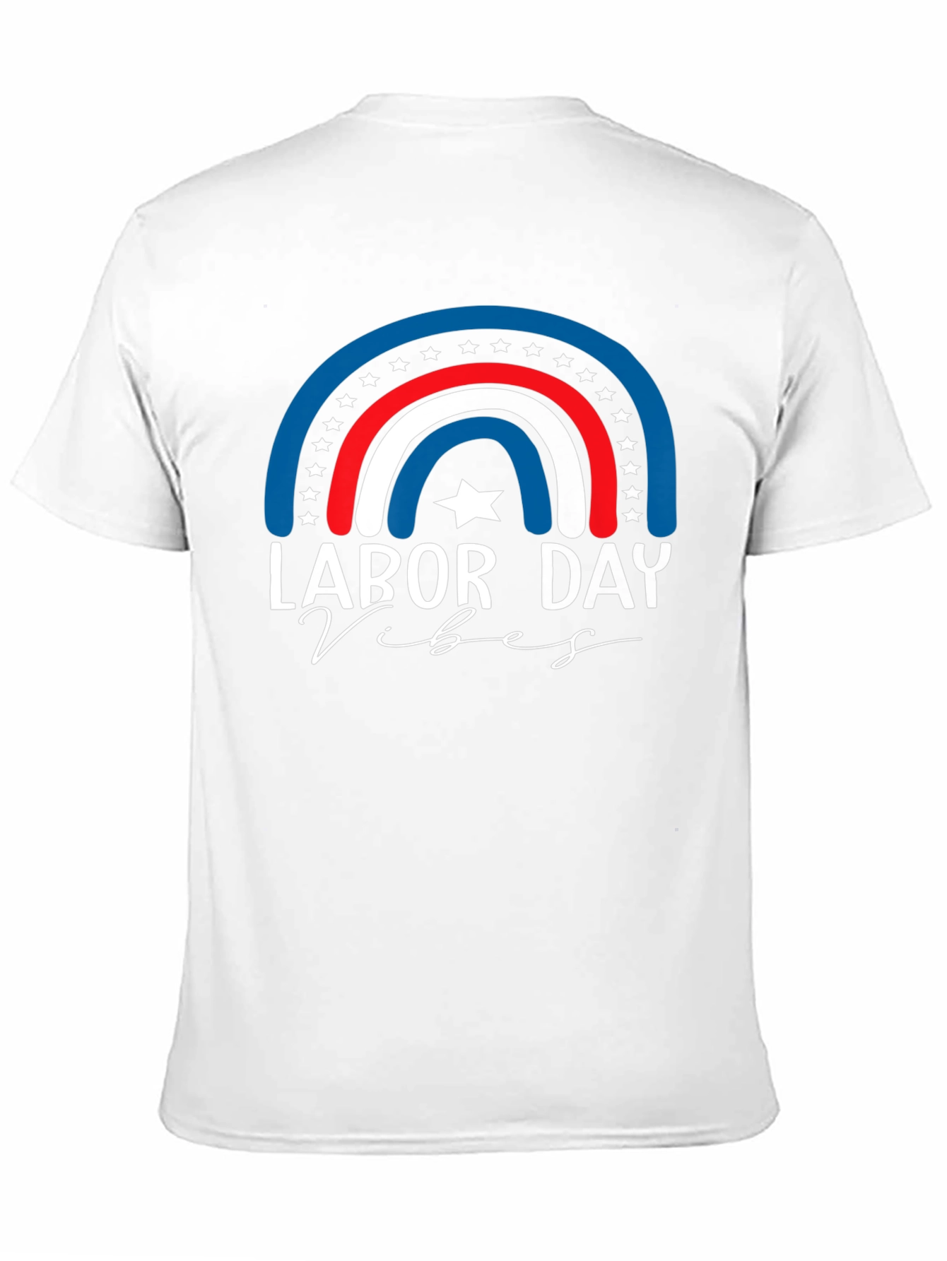 Labor Day Vibes T-Shirt - Patriotic Rainbow Design