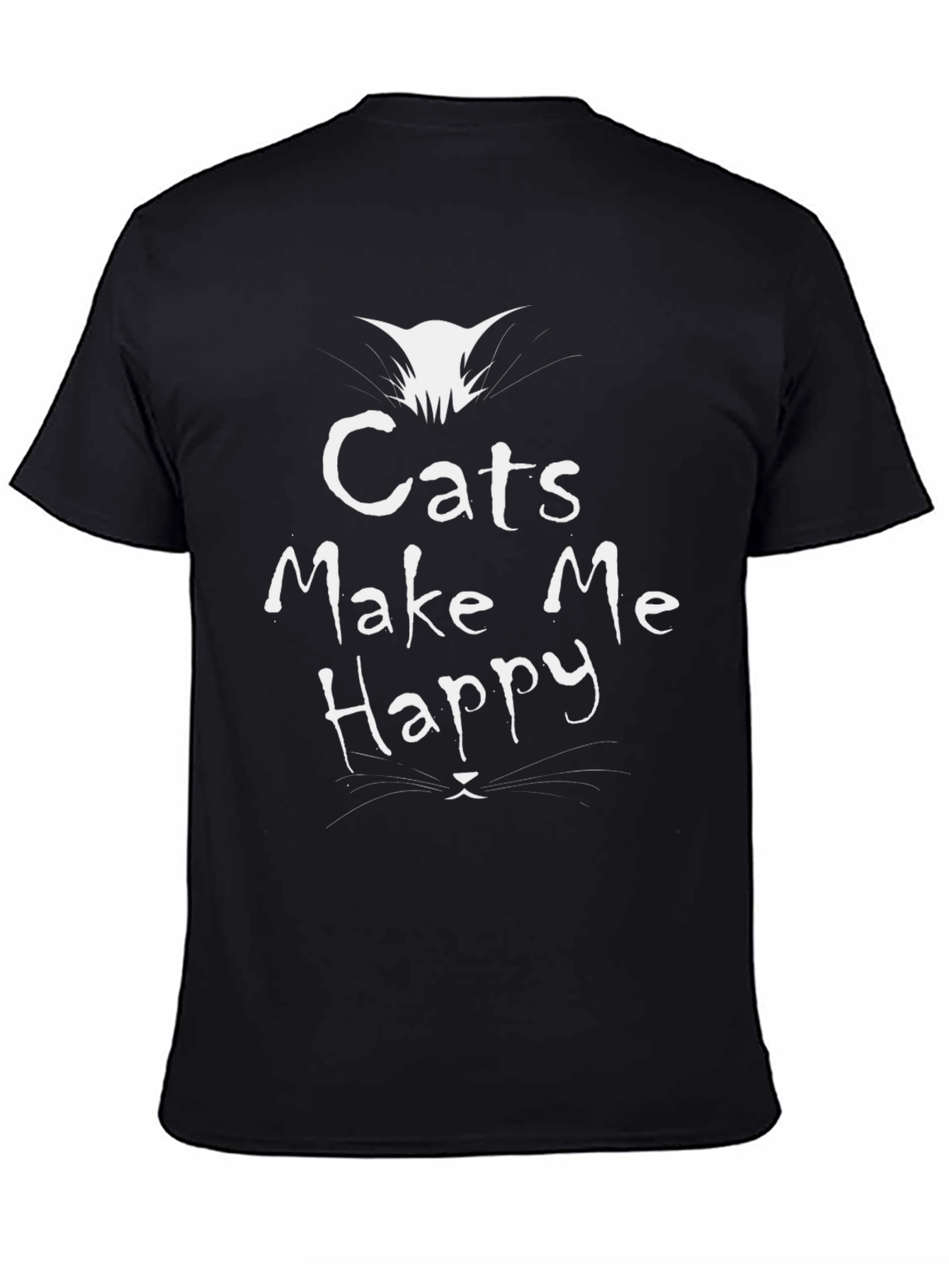 Cats Make Me Happy Graphic T-Shirt - Black