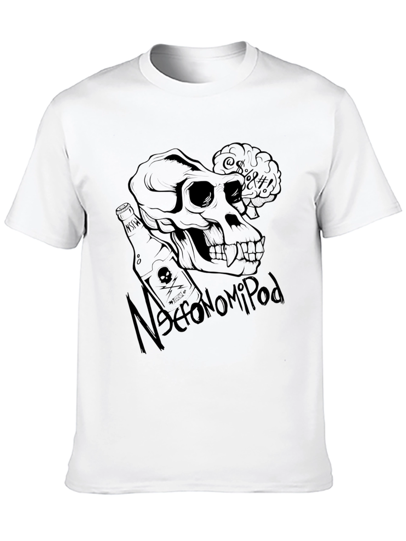 Black Necronomipod Skull Graphic T-Shirt