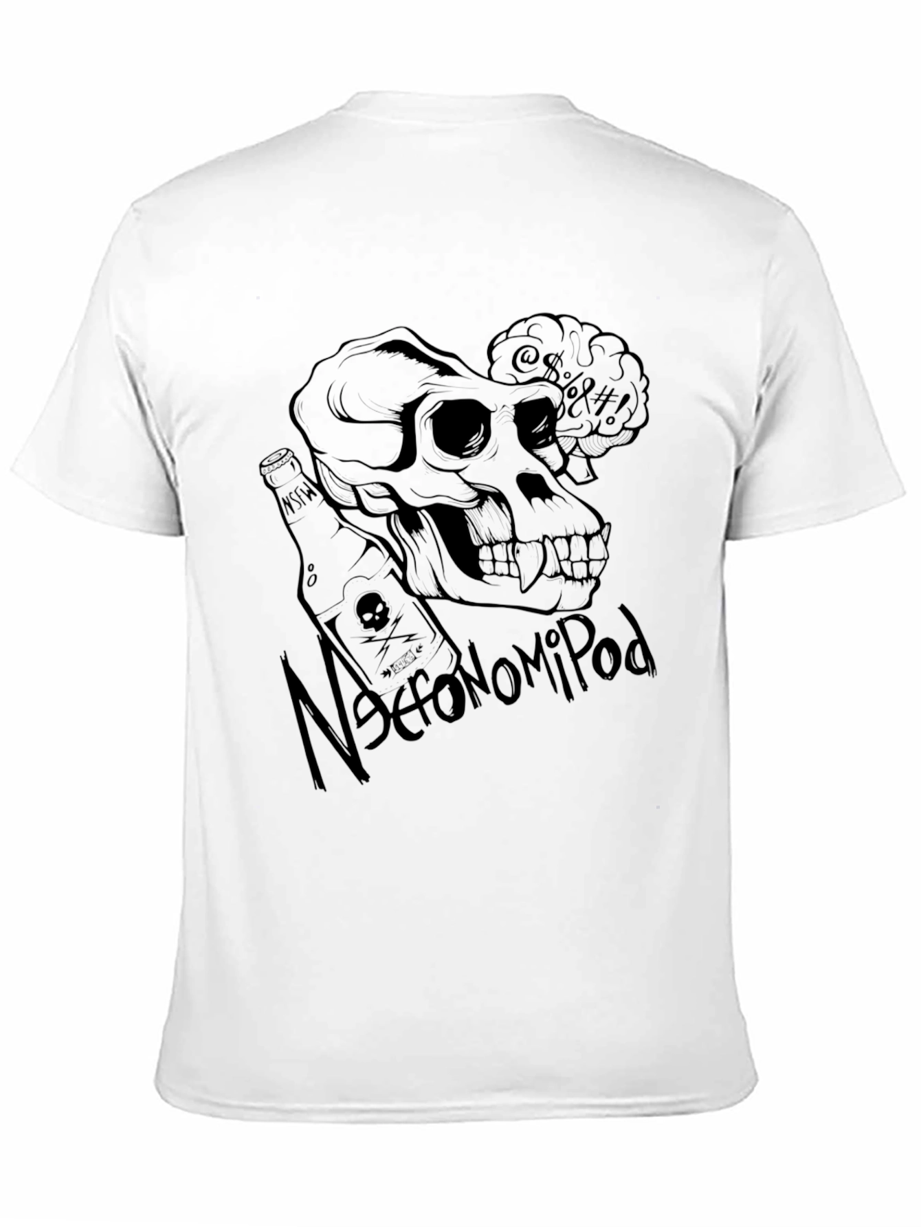 Black Necronomipod Skull Graphic T-Shirt