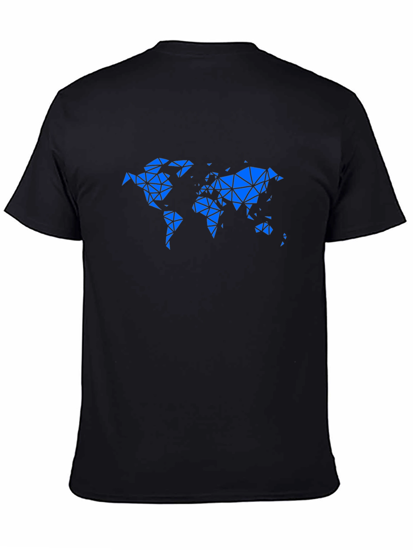 Geometric World Map Graphic Tee - Black
