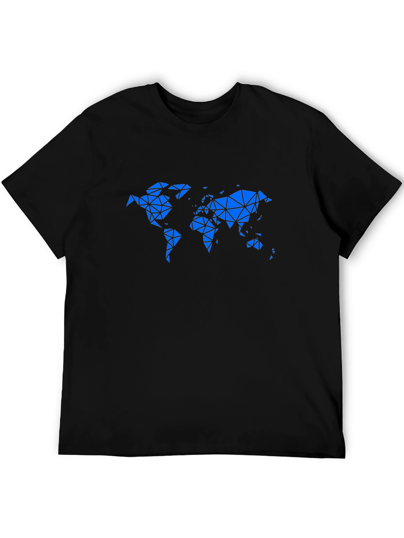 Geometric World Map Graphic Tee - Black