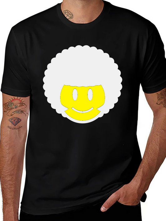 Retro Afro Smiley Face Black T-Shirt