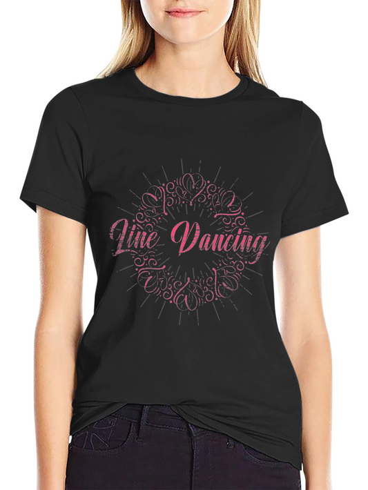 Line Dancing T-Shirt - Pink Design on Black