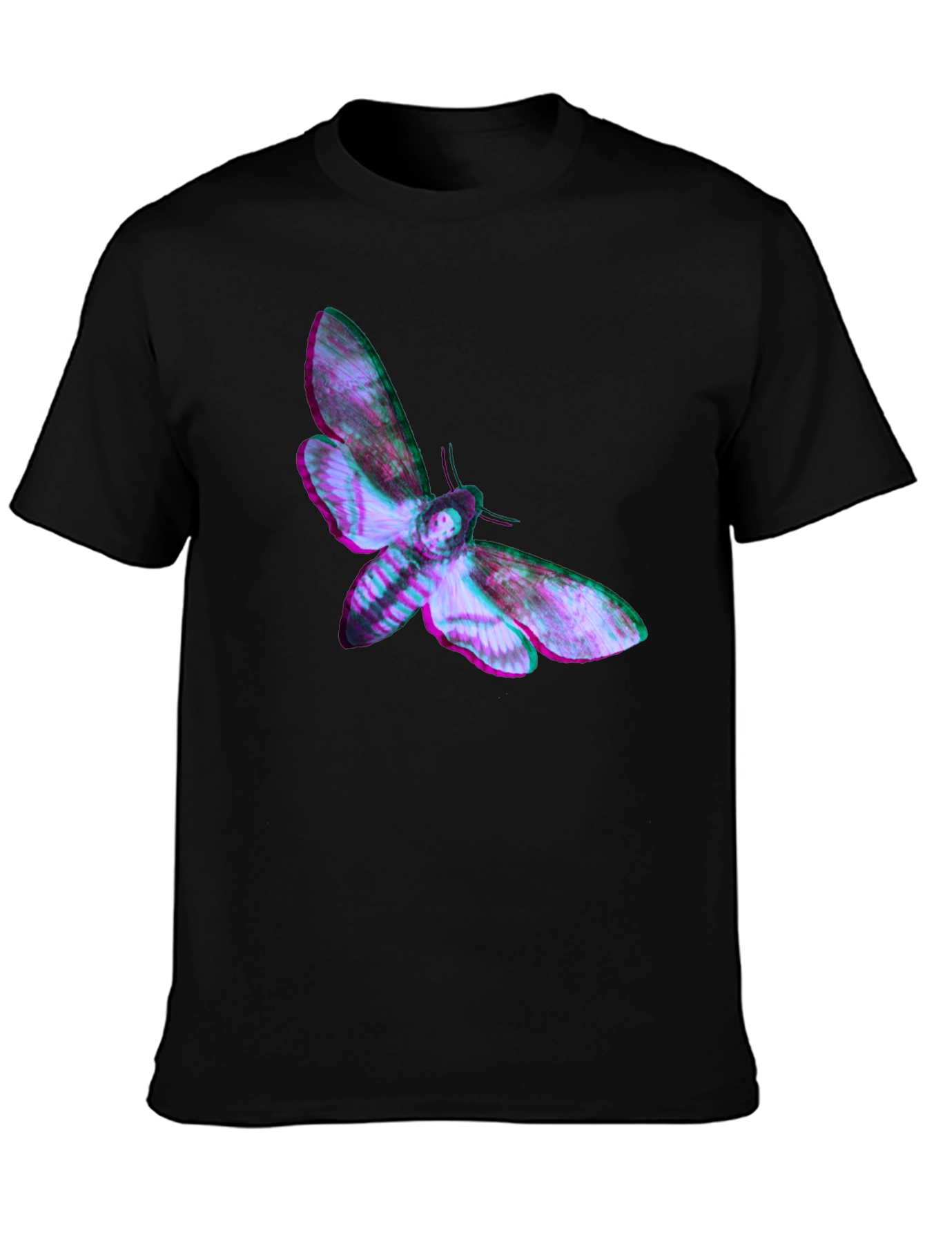 Moth Graphic Print Black T-Shirt