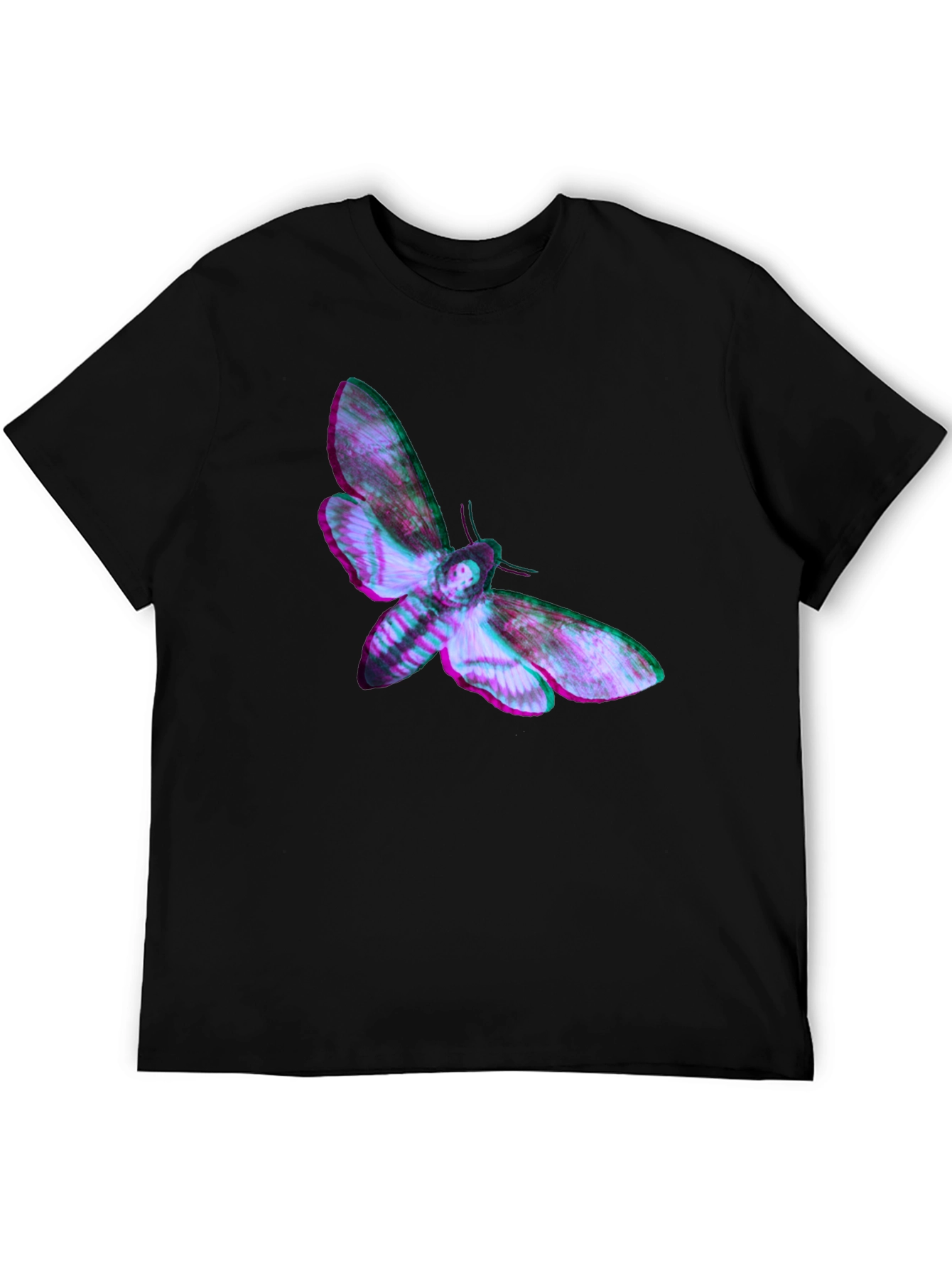 Moth Graphic Print Black T-Shirt