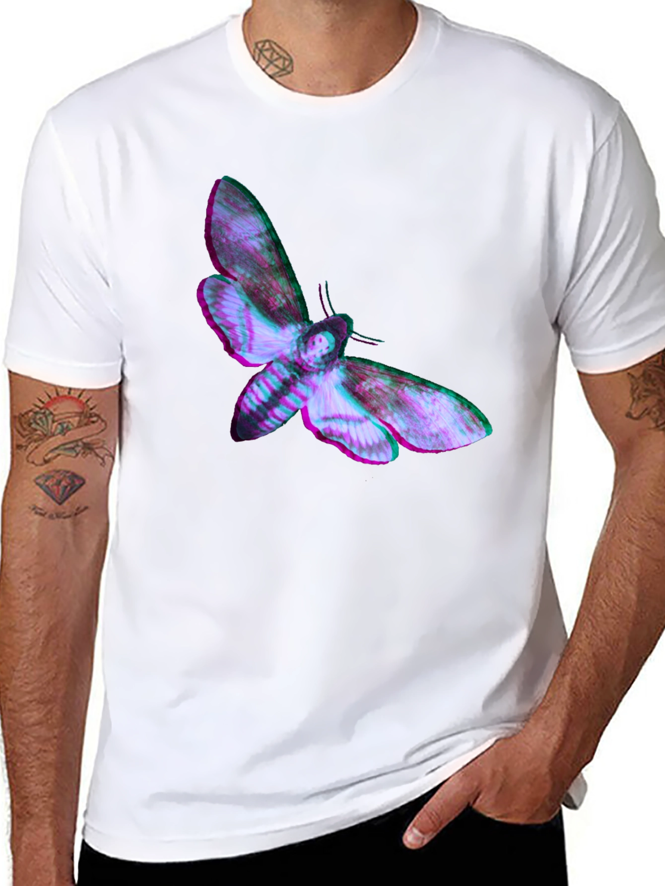 Moth Graphic Print Black T-Shirt
