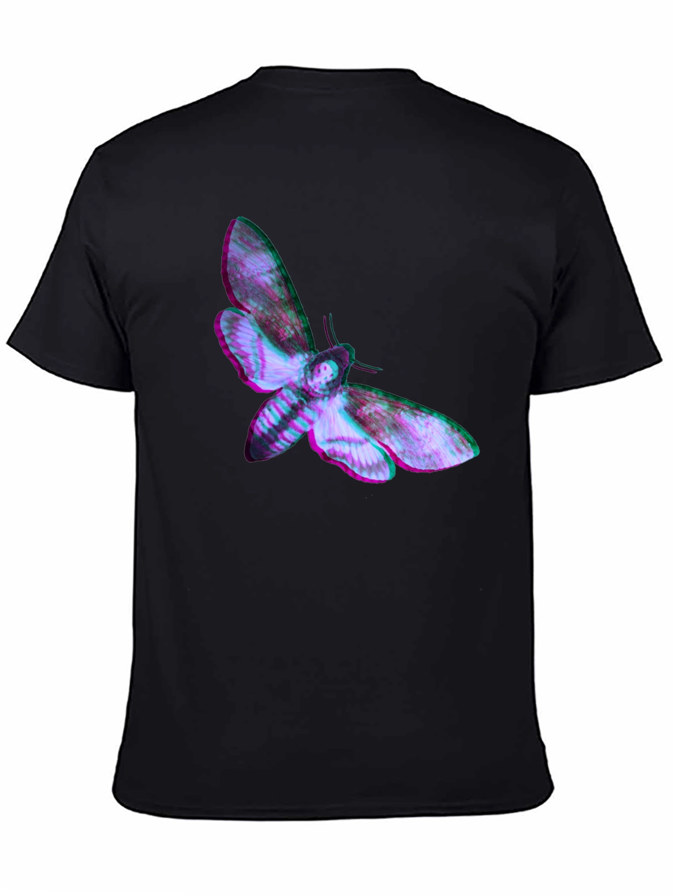 Moth Graphic Print Black T-Shirt