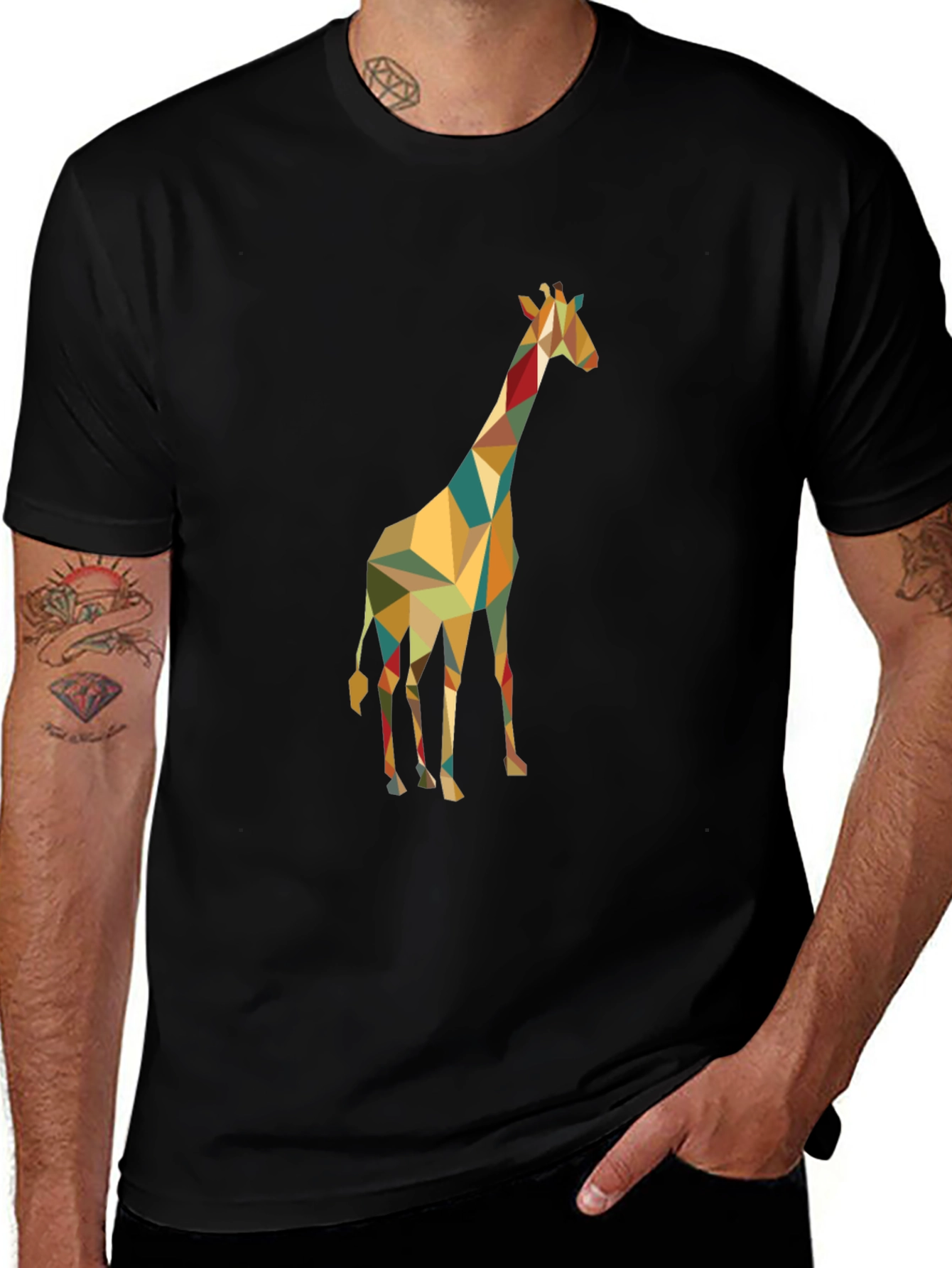 Geometric Giraffe Graphic Tee - Modern Style