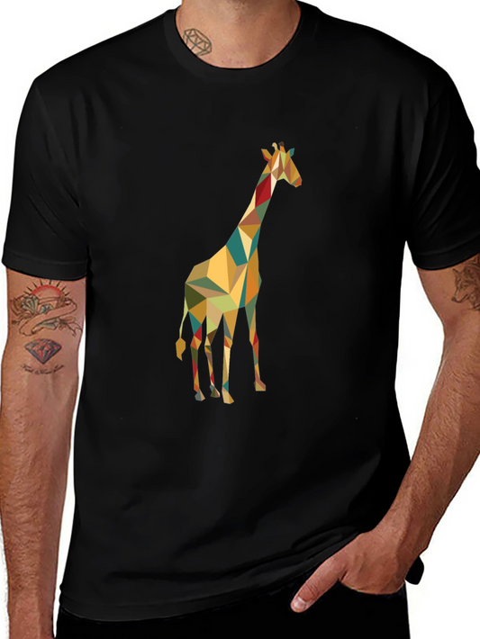 Geometric Giraffe Graphic Tee - Modern Style