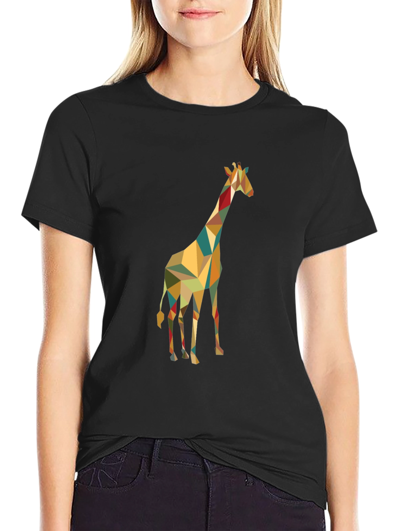 Geometric Giraffe Graphic Tee - Modern Style