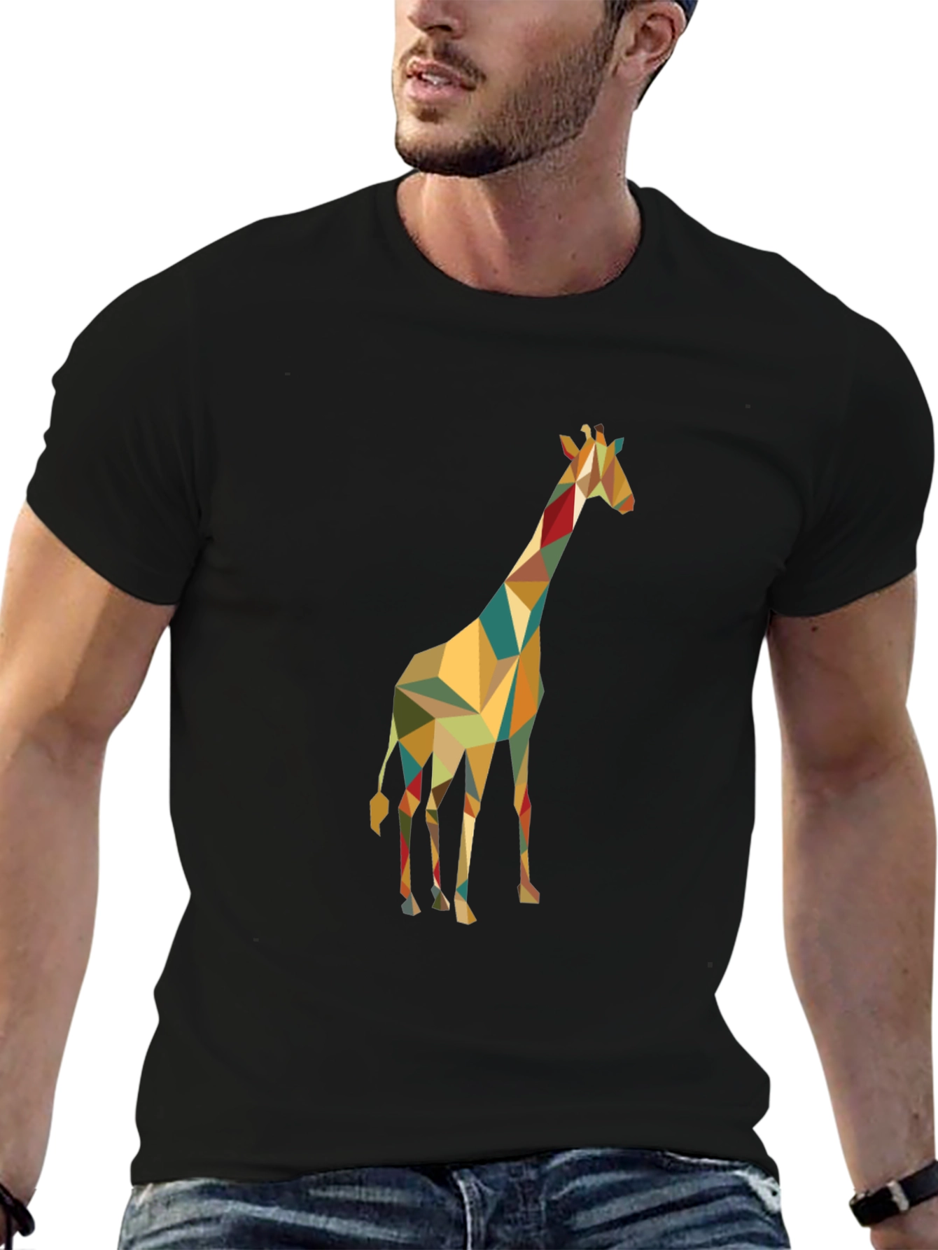 Geometric Giraffe Graphic Tee - Modern Style