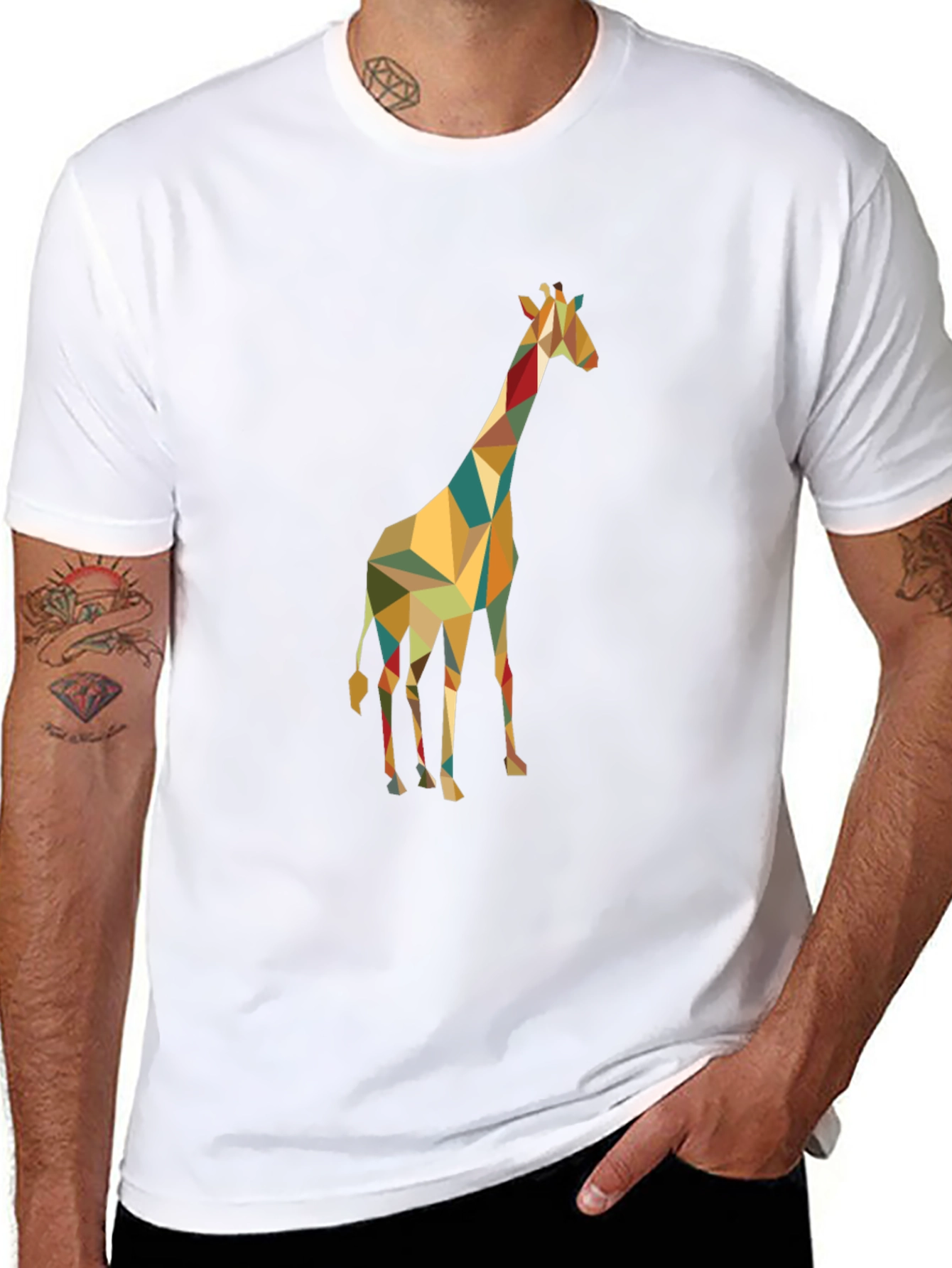 Geometric Giraffe Graphic Tee - Modern Style