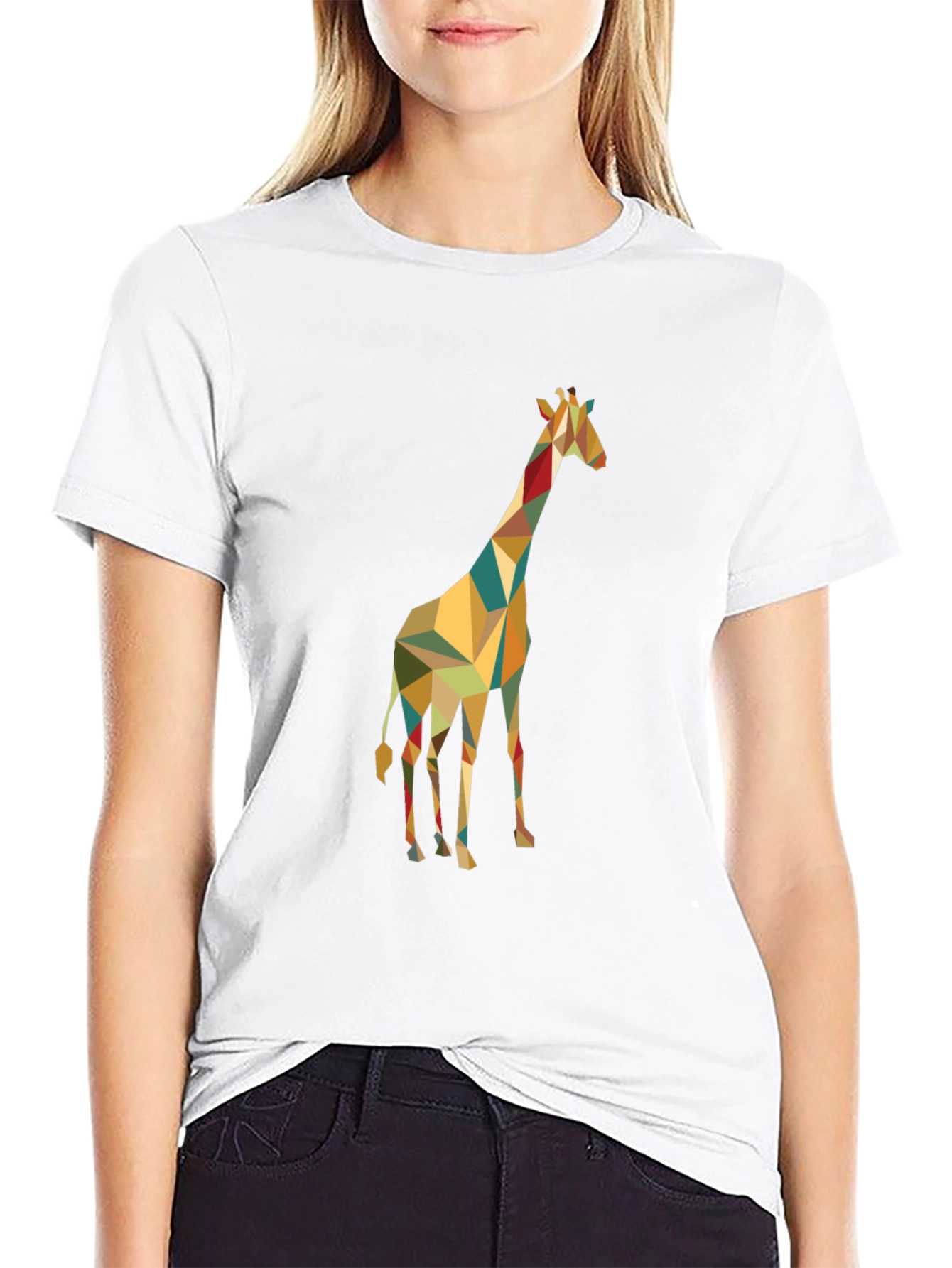 Geometric Giraffe Graphic Tee - Modern Style