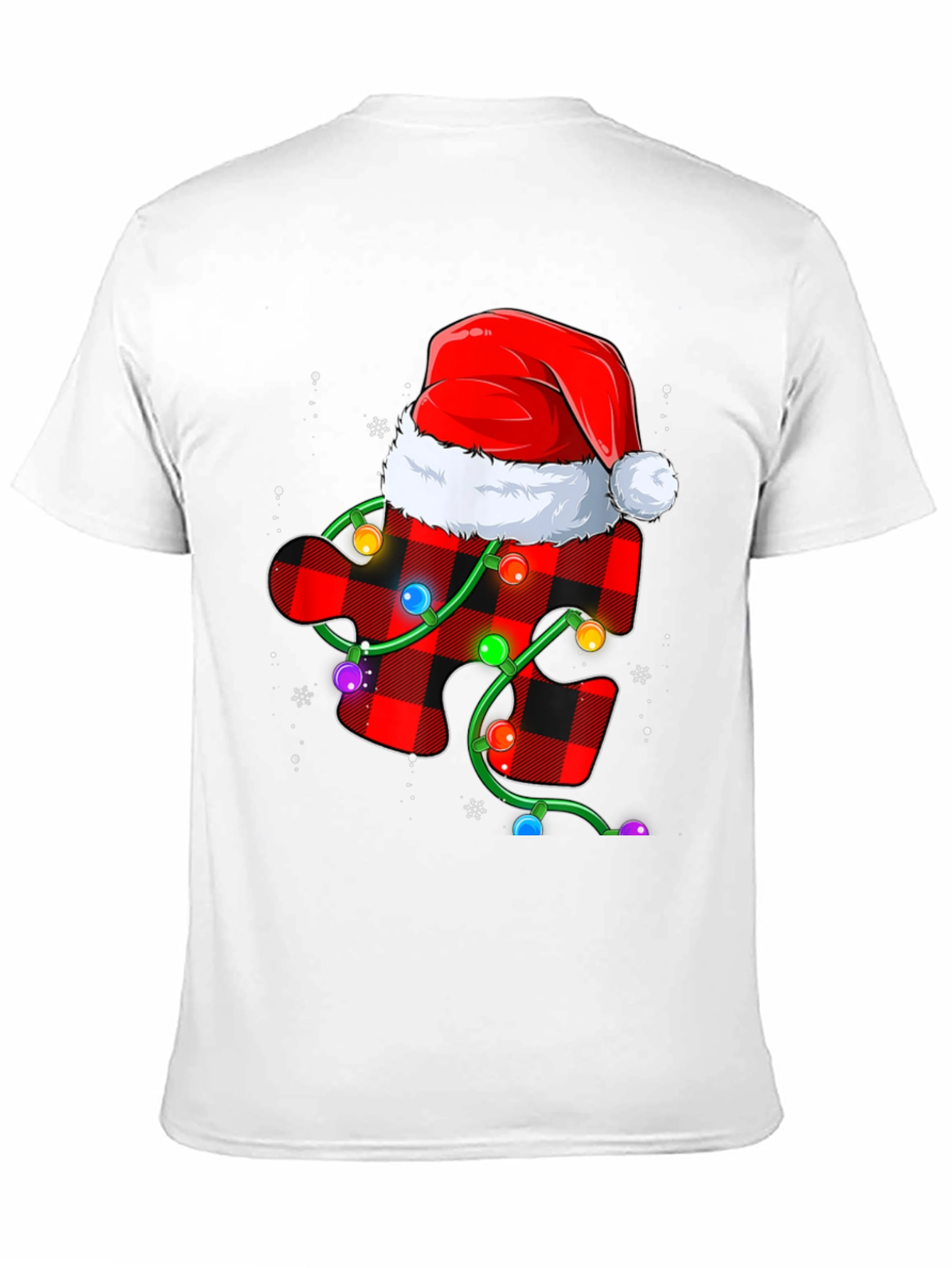 Christmas Autism Awareness Buffalo Plaid Puzzle T-Shirt