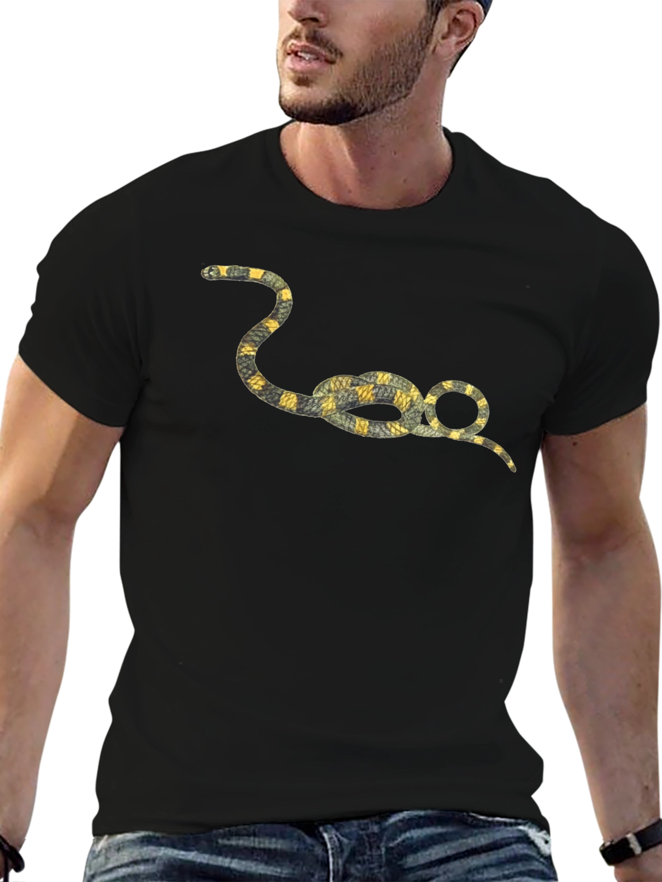 Snaked Knot Graphic Tee - Casual Black T-Shirt