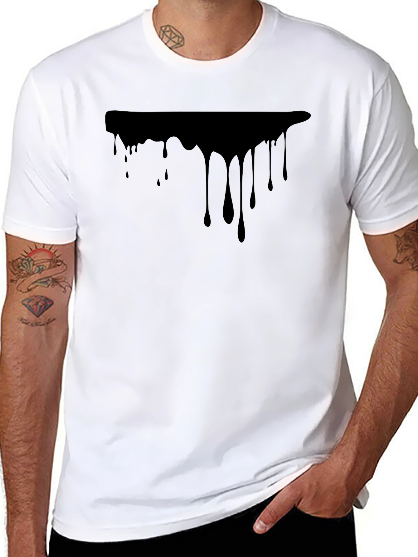 Modern Black Graphic Tee - Dripping Design