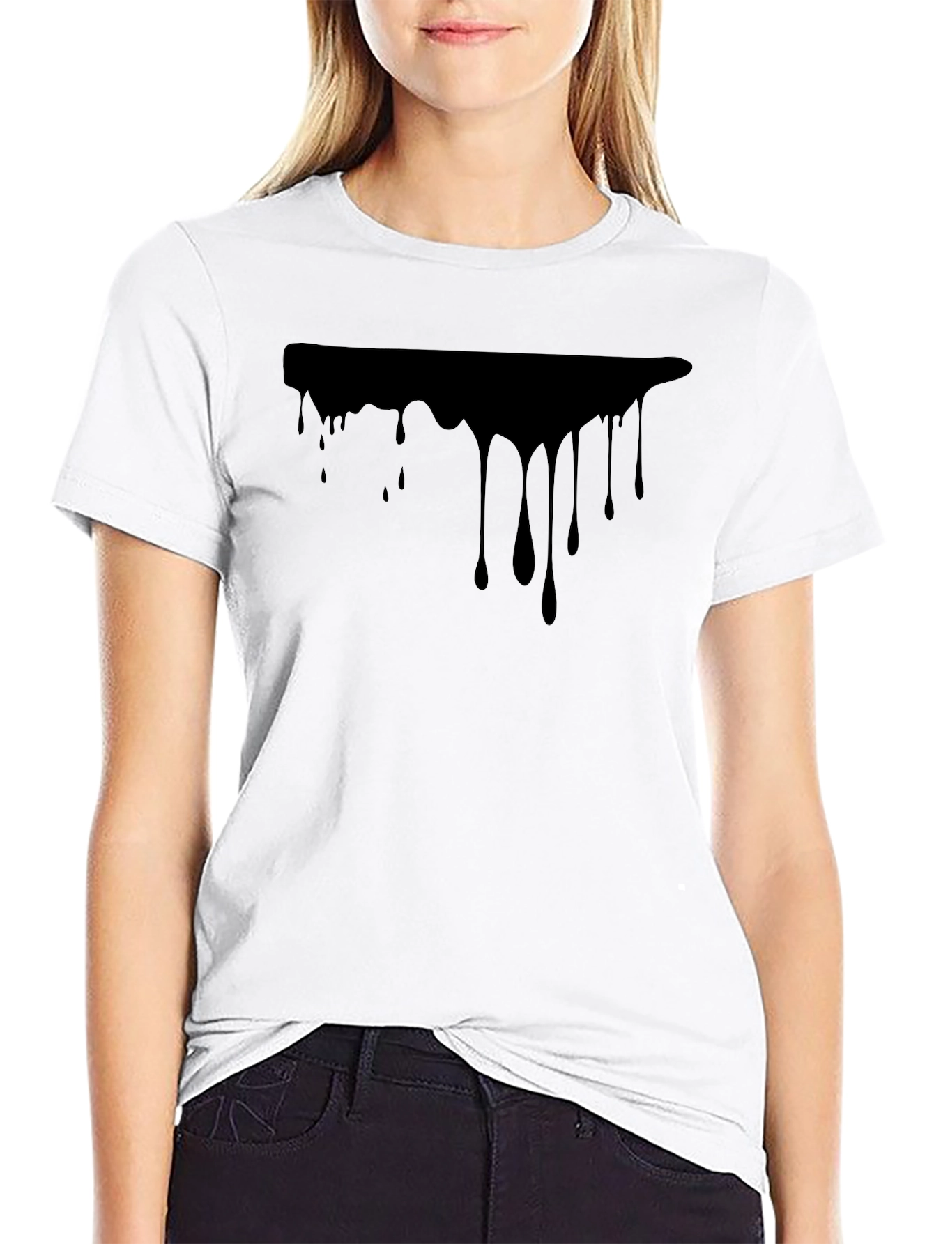 Modern Black Graphic Tee - Dripping Design