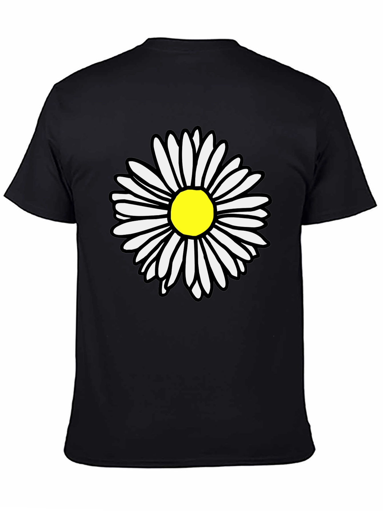 Daisy Graphic T-Shirt - Black Cotton Casual Tee