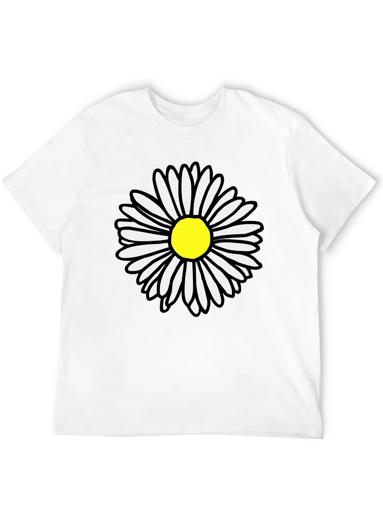 Daisy Graphic T-Shirt - Black Cotton Casual Tee