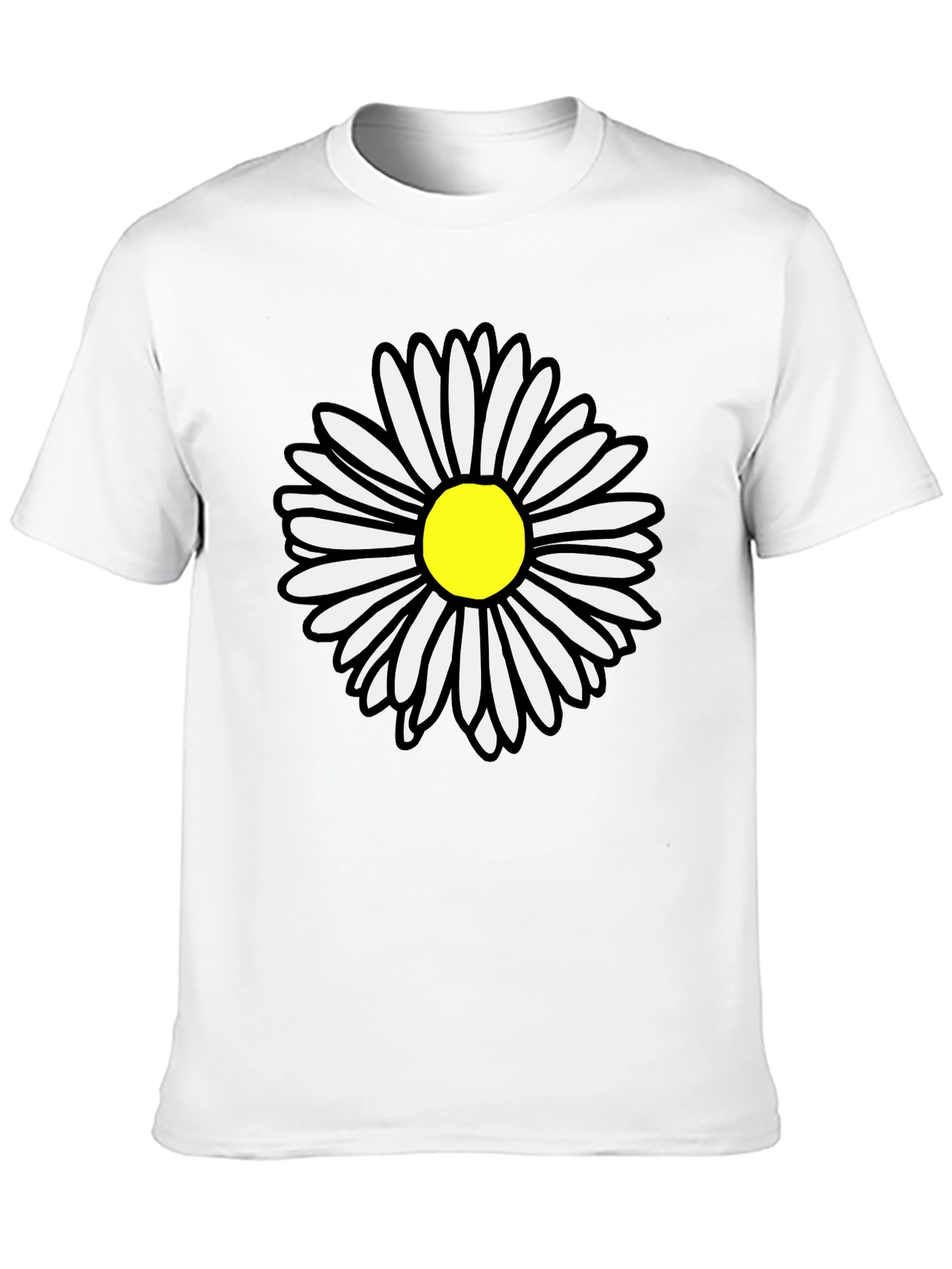 Daisy Graphic T-Shirt - Black Cotton Casual Tee