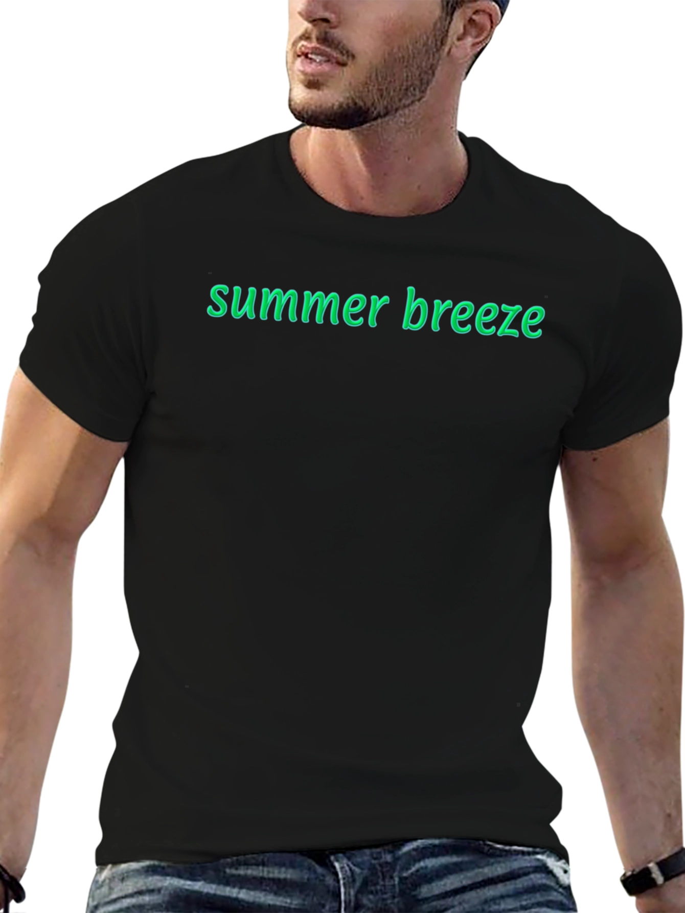 Summer Breeze Graphic Tee - Casual Black T-Shirt