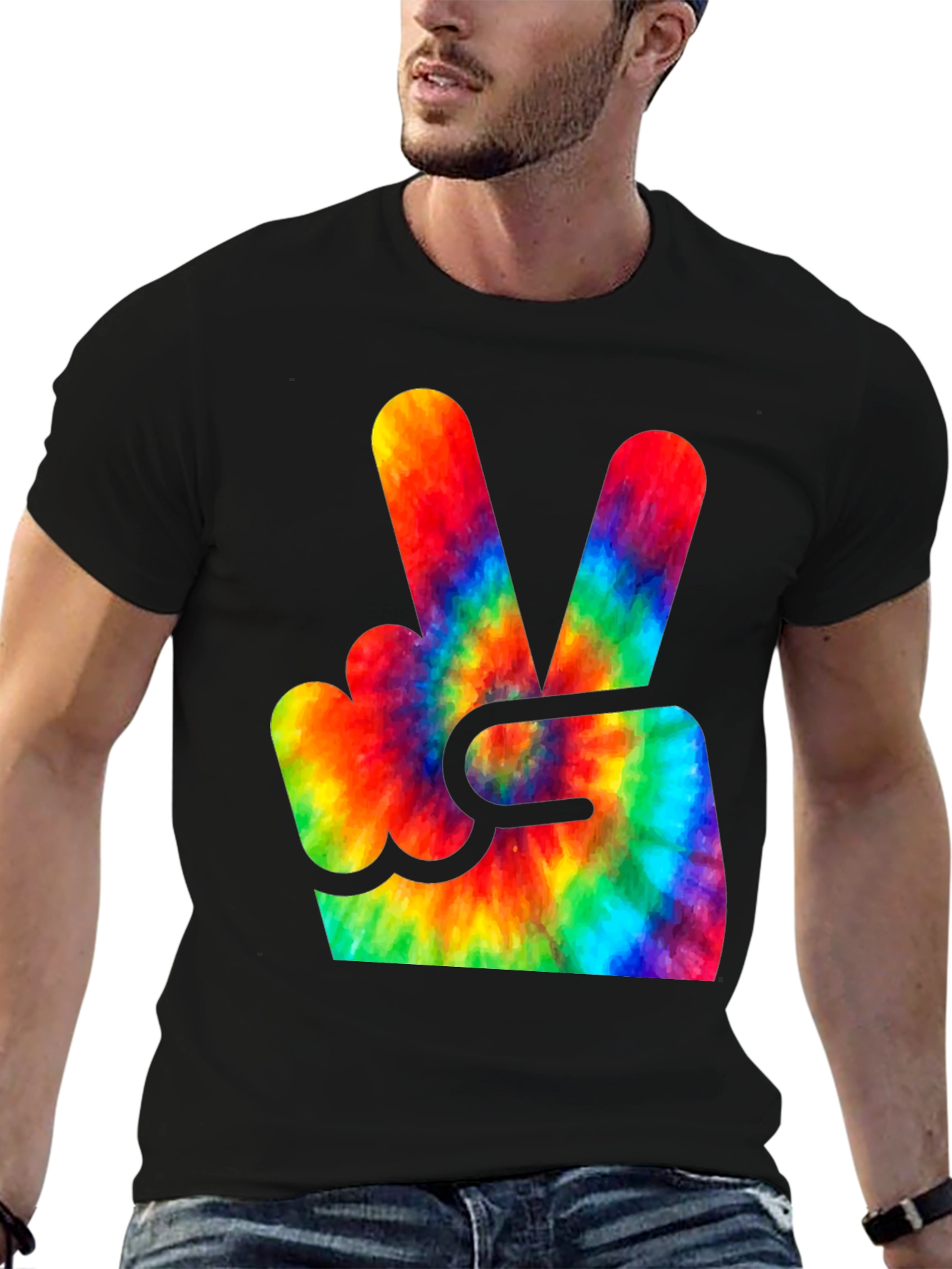 Tie-Dye Peace Sign Black T-Shirt