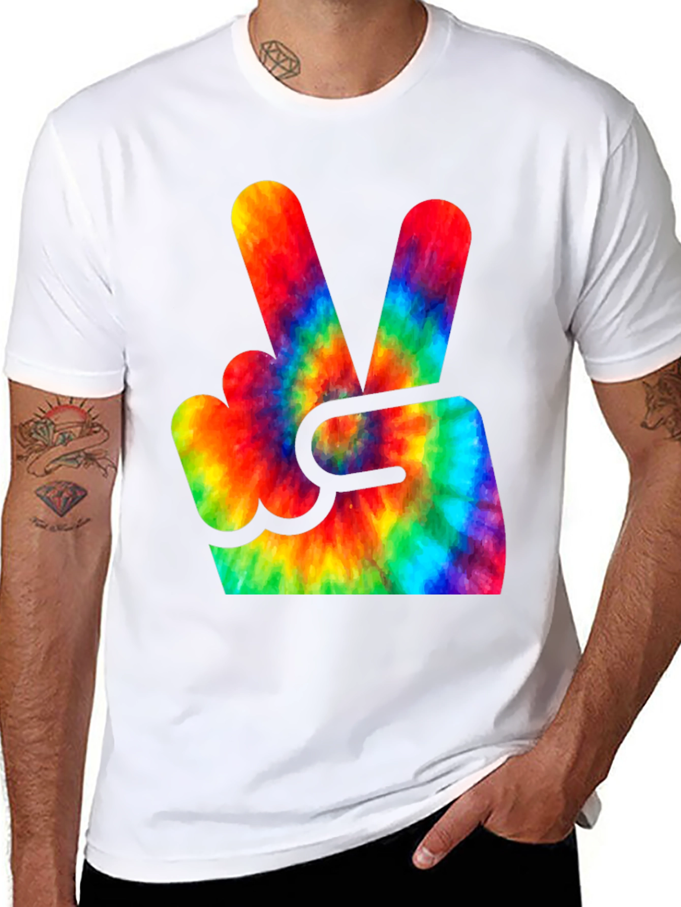 Tie-Dye Peace Sign Black T-Shirt