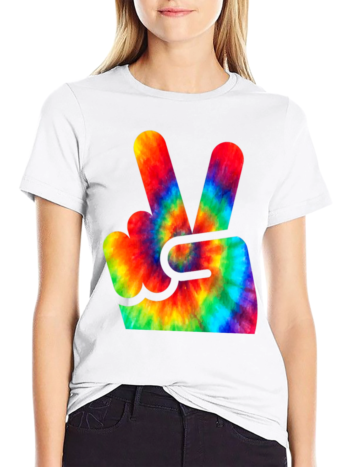 Tie-Dye Peace Sign Black T-Shirt