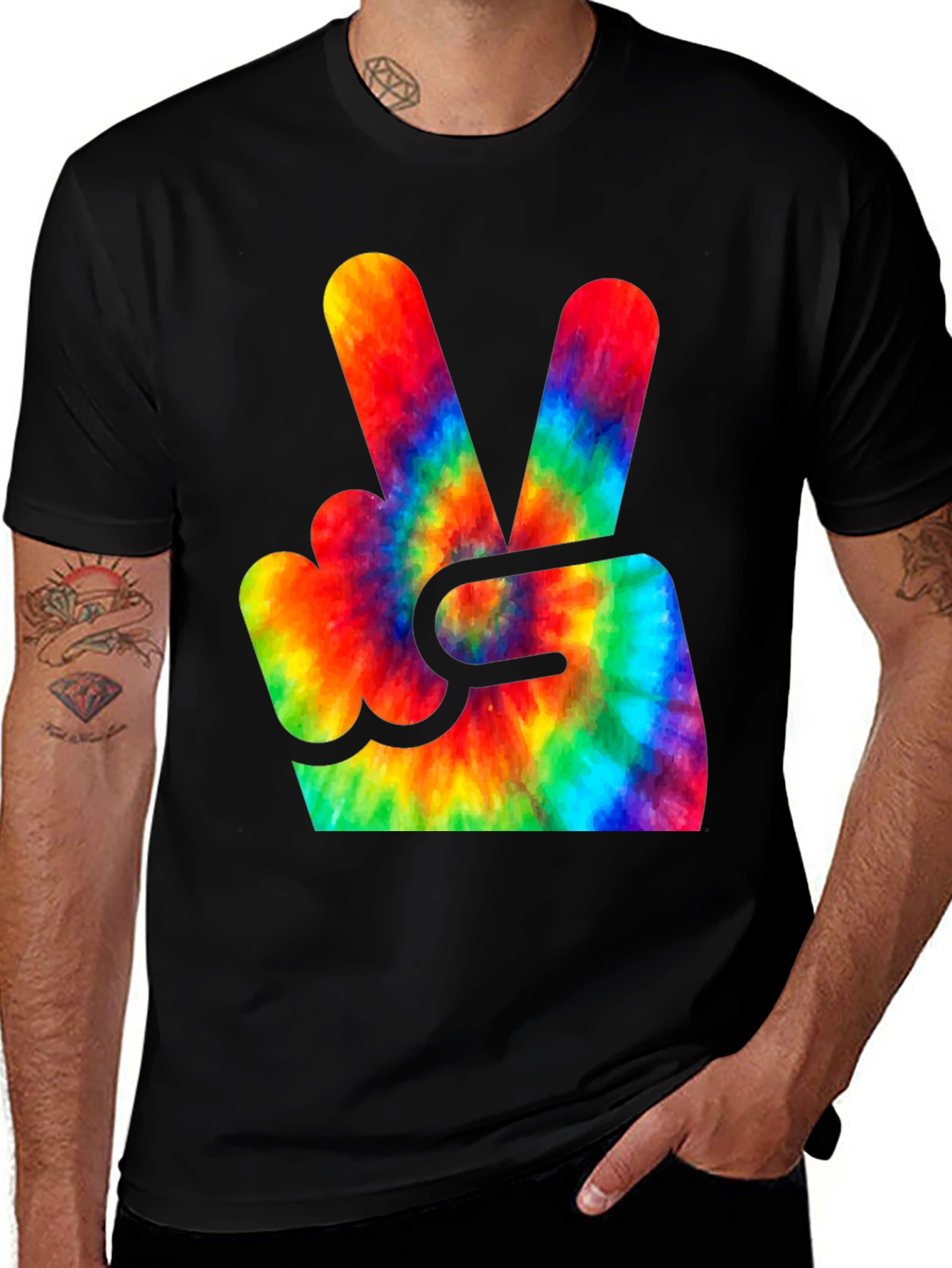 Tie-Dye Peace Sign Black T-Shirt