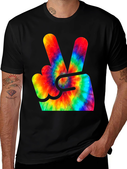 Tie-Dye Peace Sign Black T-Shirt