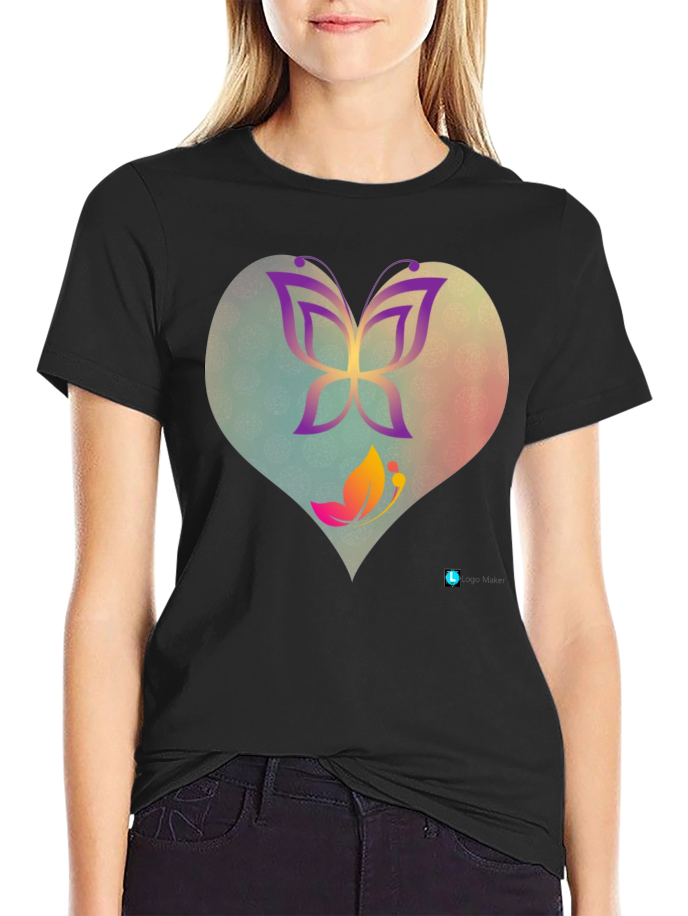 Butterfly Heart Graphic Tee - Trendy Casual Top