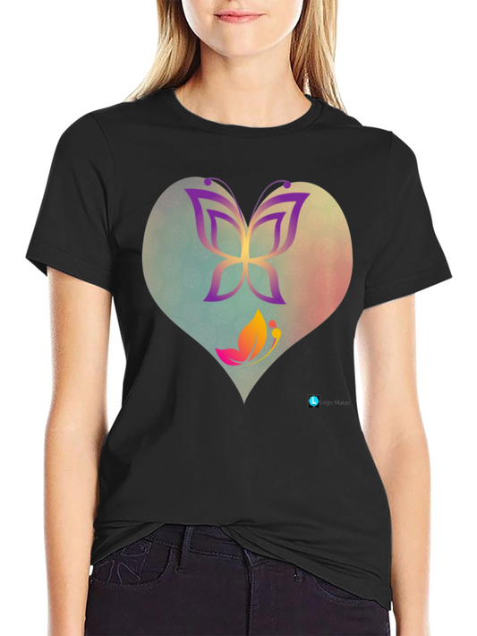Butterfly Heart Graphic Tee - Trendy Casual Top