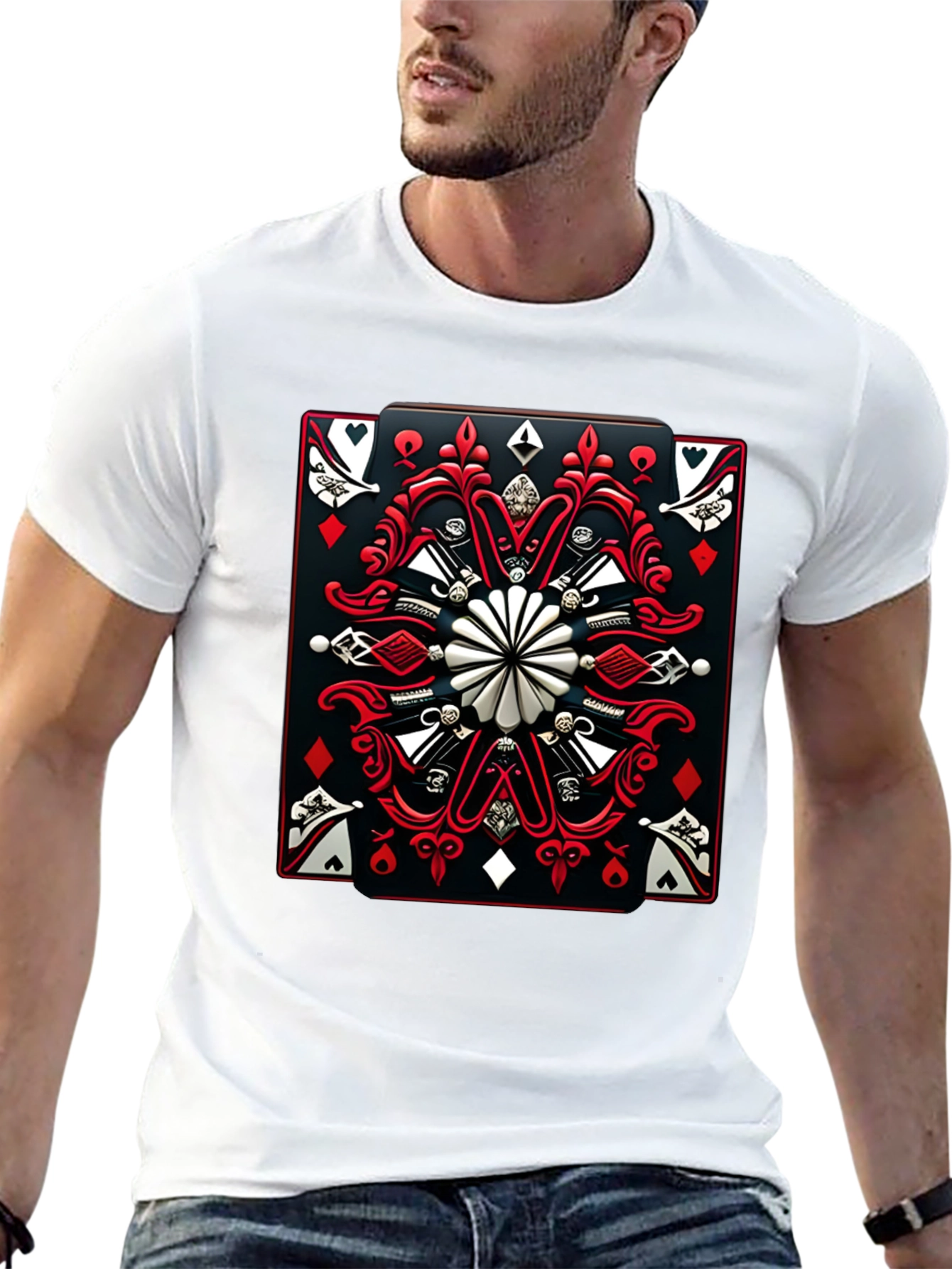 Playing Card Graphic T-Shirt - Black