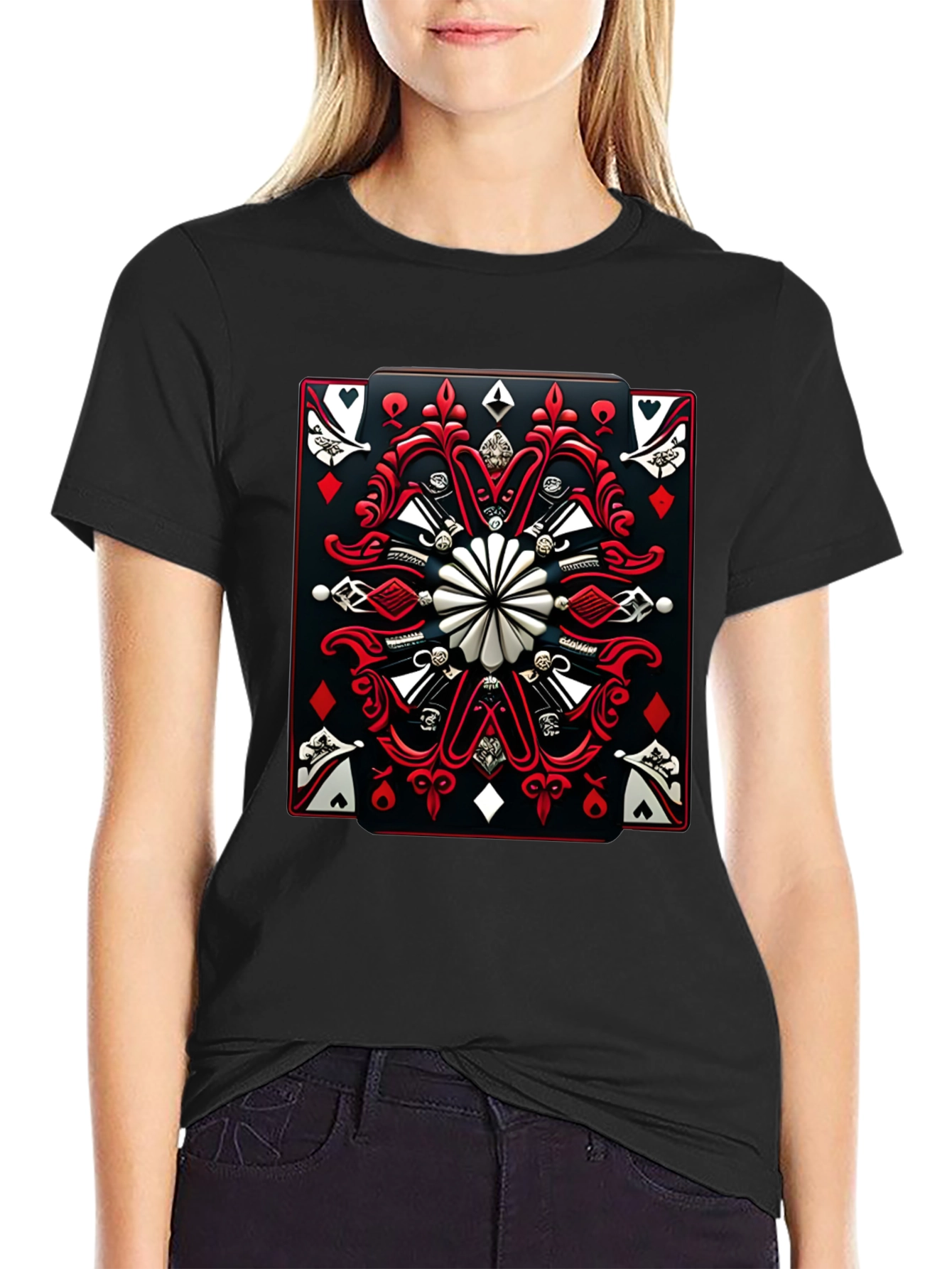 Playing Card Graphic T-Shirt - Black