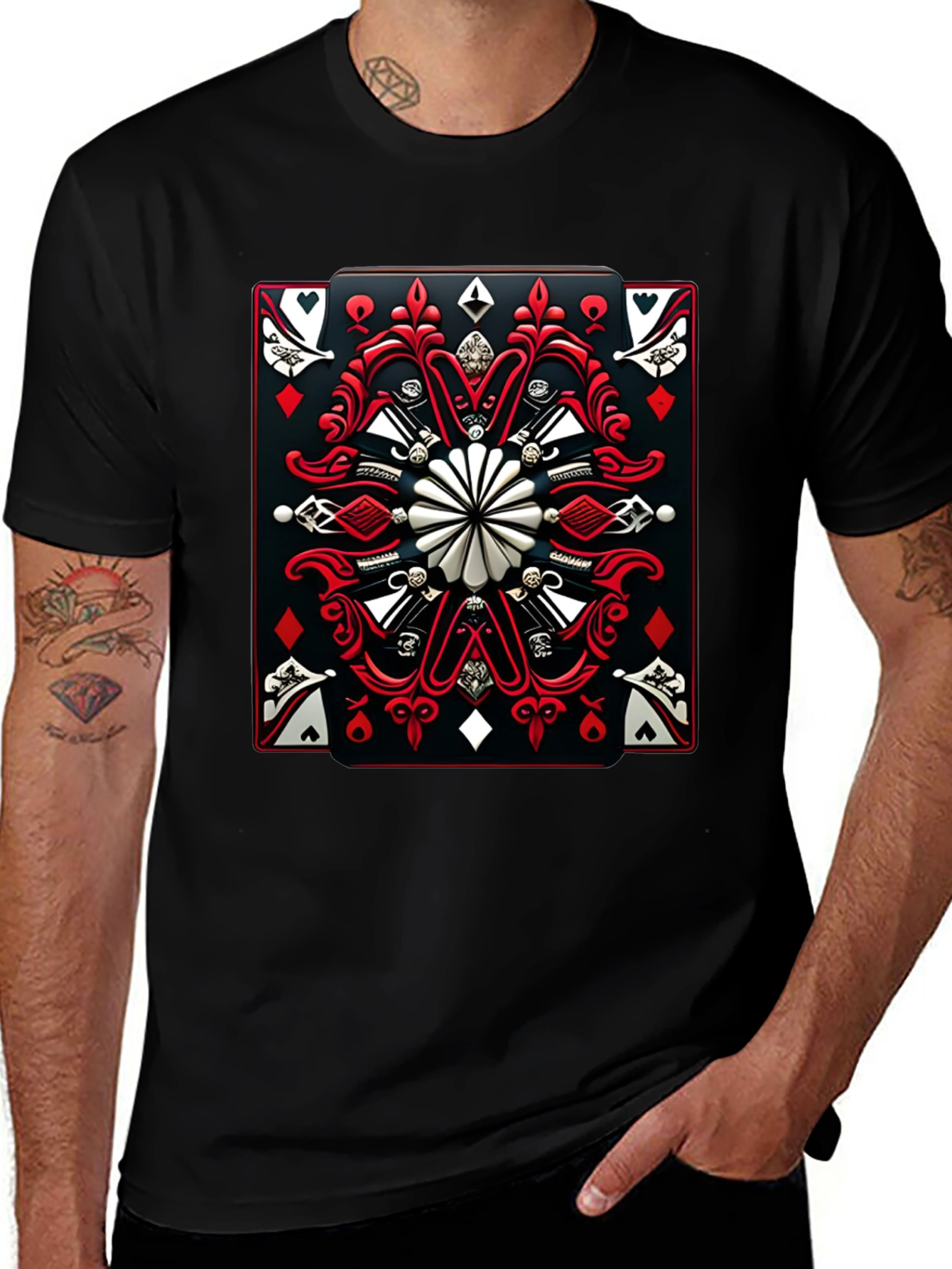 Playing Card Graphic T-Shirt - Black